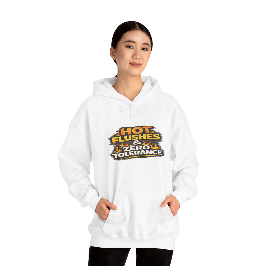 Hoodie - "Hot Flashes & Zero Tolerance" Retro Graphic Women’s Men’s Menopause Humor Pullover