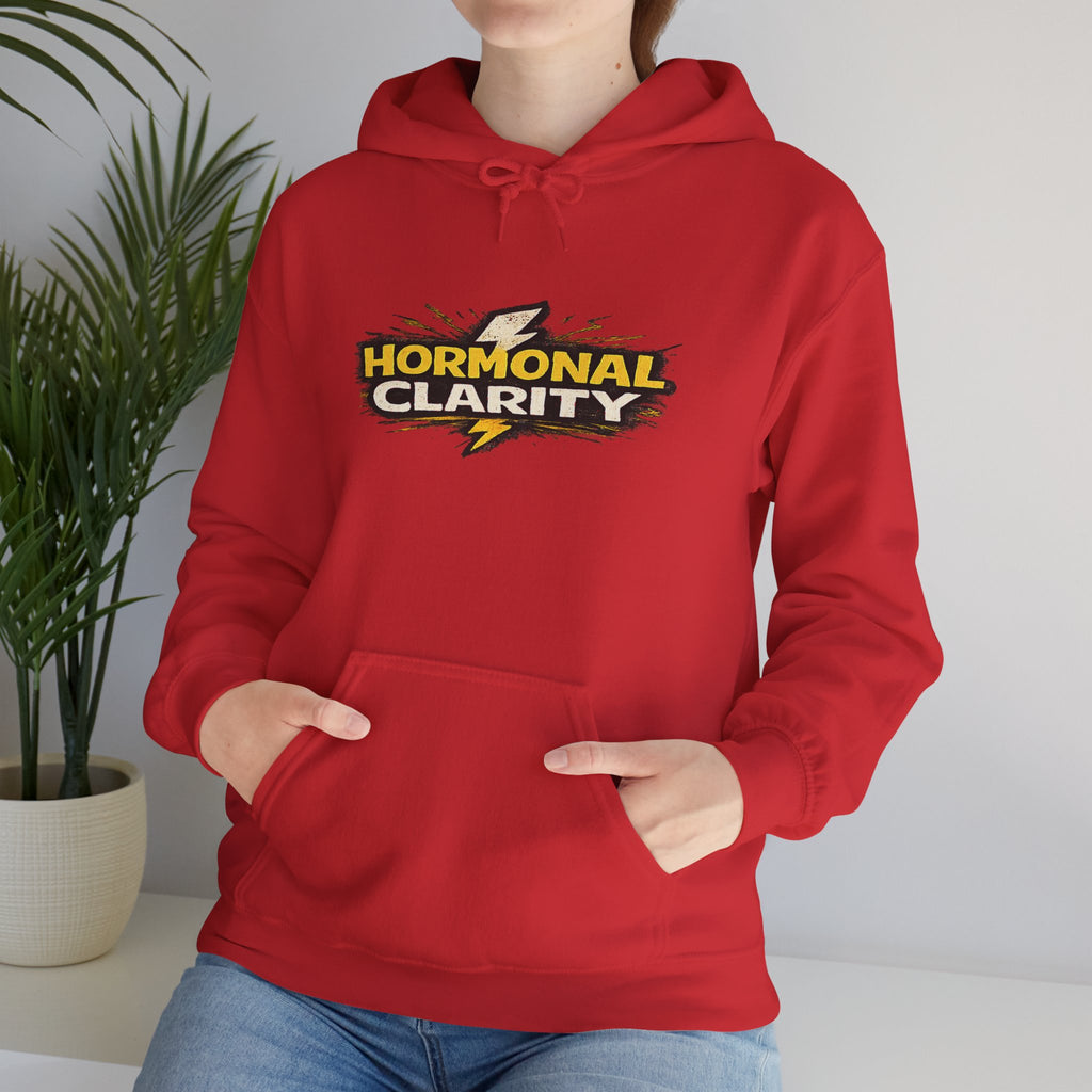 Hormonal Clarity Hoodie — Bold Lightning Graphic Women's Health Awareness Sweatshirt