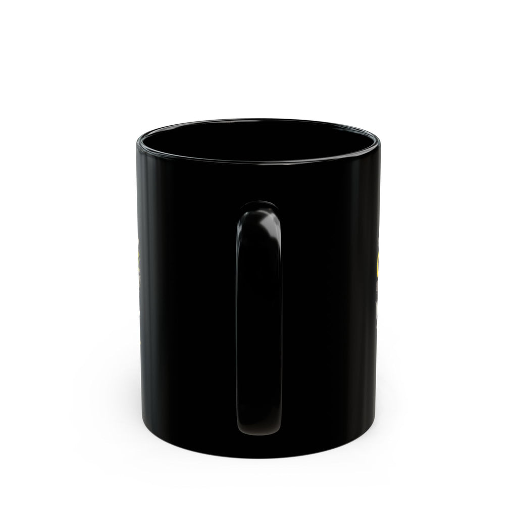 "I run on coffee and menopausal rage" Black Mug — Funny Novelty Coffee Cup (11oz/15oz)