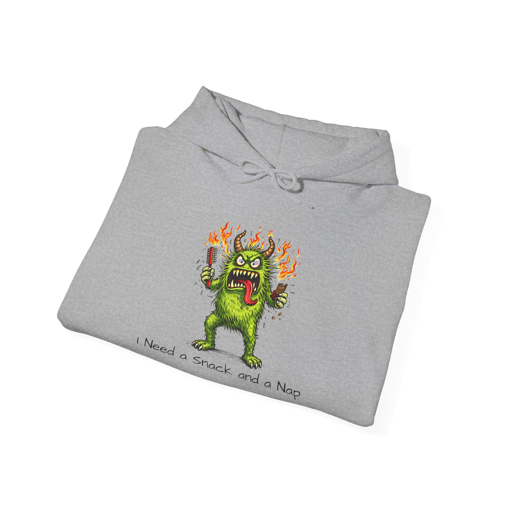 Hoodie - Meno Monster 'I Need a Snack and a Nap' Funny Monster Hoodie (Back: 'Not a Drama Queen, Just Menopausal')