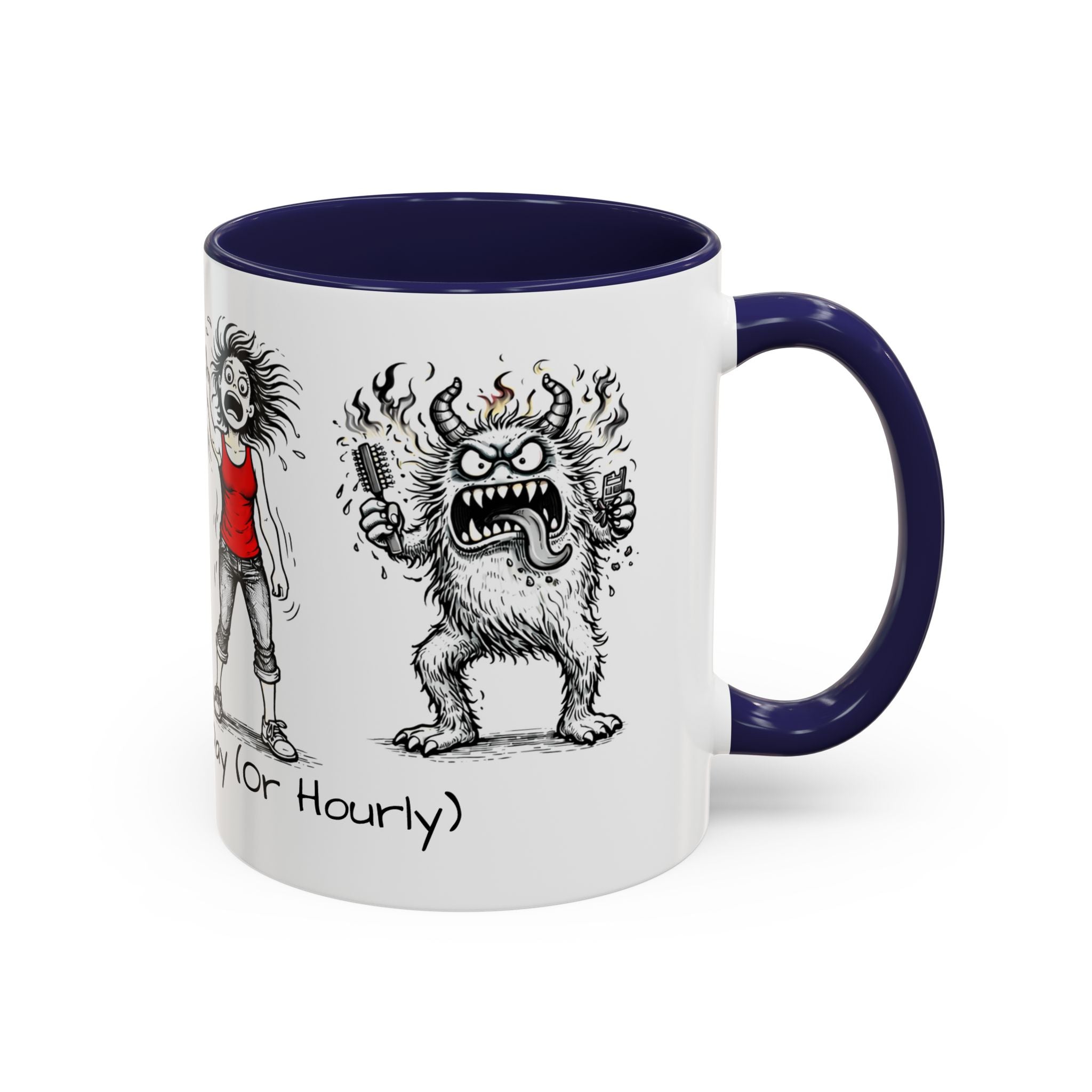 Coffee Mug — "Mood Varies By Day (Or Hourly)" Illustrated Sarcastic Cartoon USA/CAN