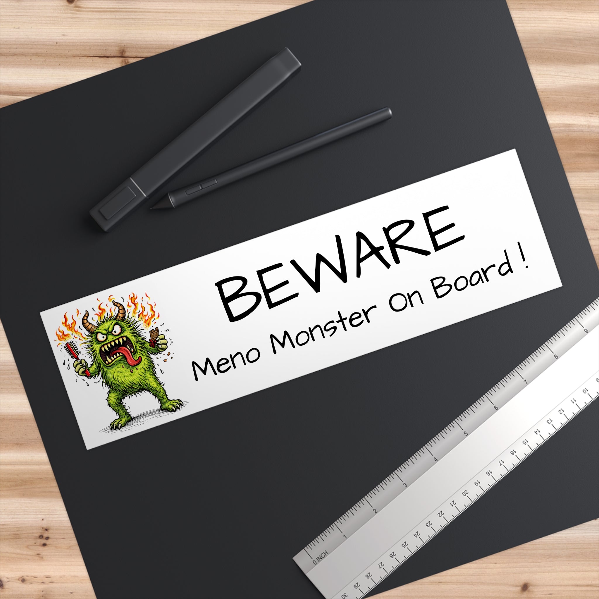 Bumper Sticker — "BEWARE Meno Monster On Board" Humorous Menopause Car Decal