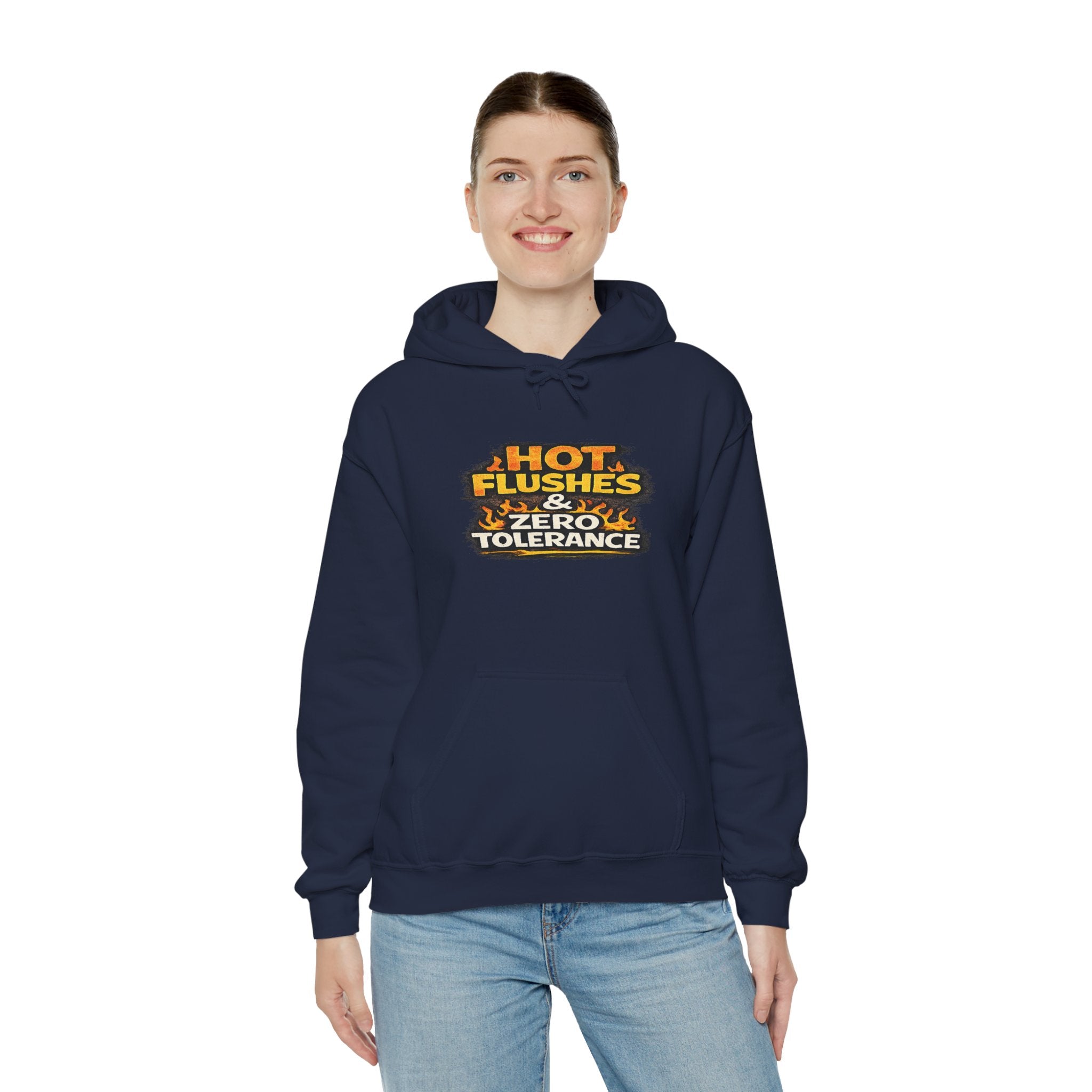 Hoodie - "Hot Flashes & Zero Tolerance" Retro Graphic Women’s Men’s Menopause Humor Pullover