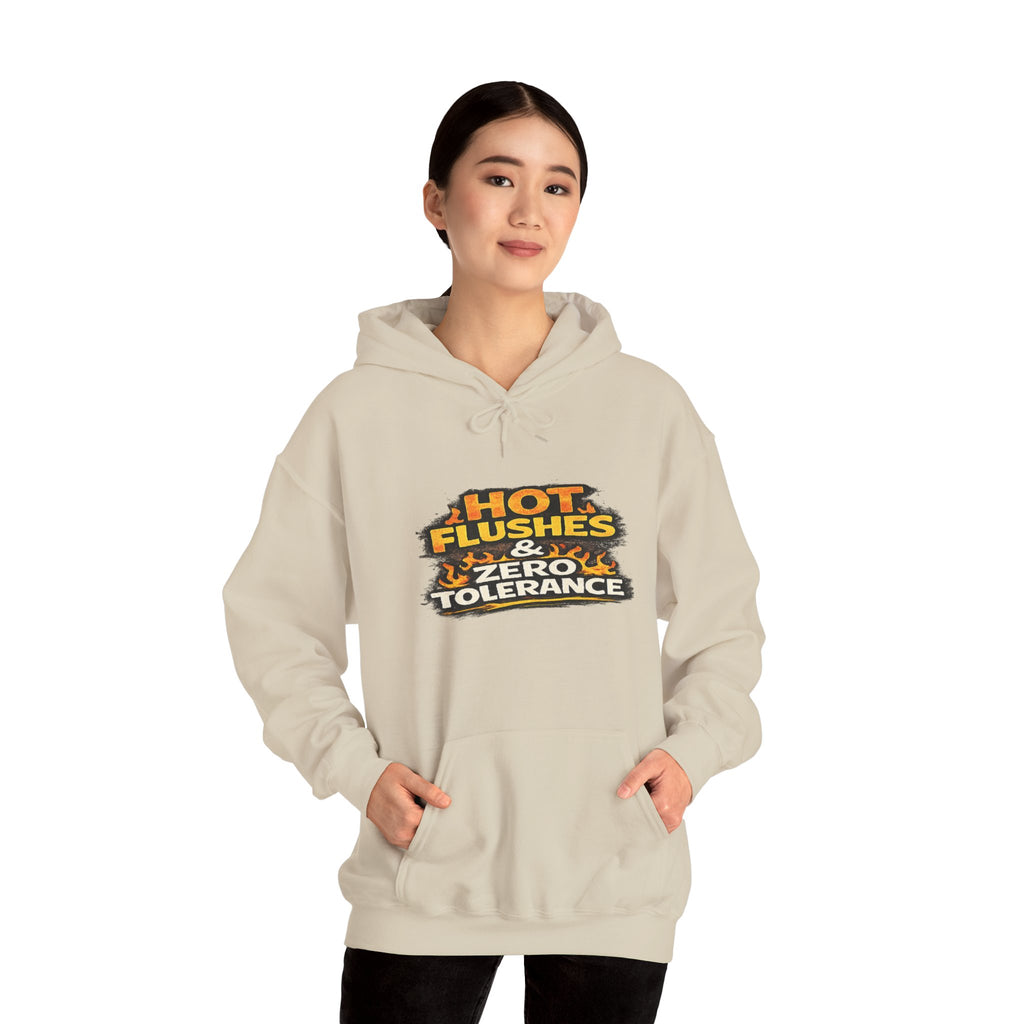 Hoodie - "Hot Flashes & Zero Tolerance" Retro Graphic Women’s Men’s Menopause Humor Pullover