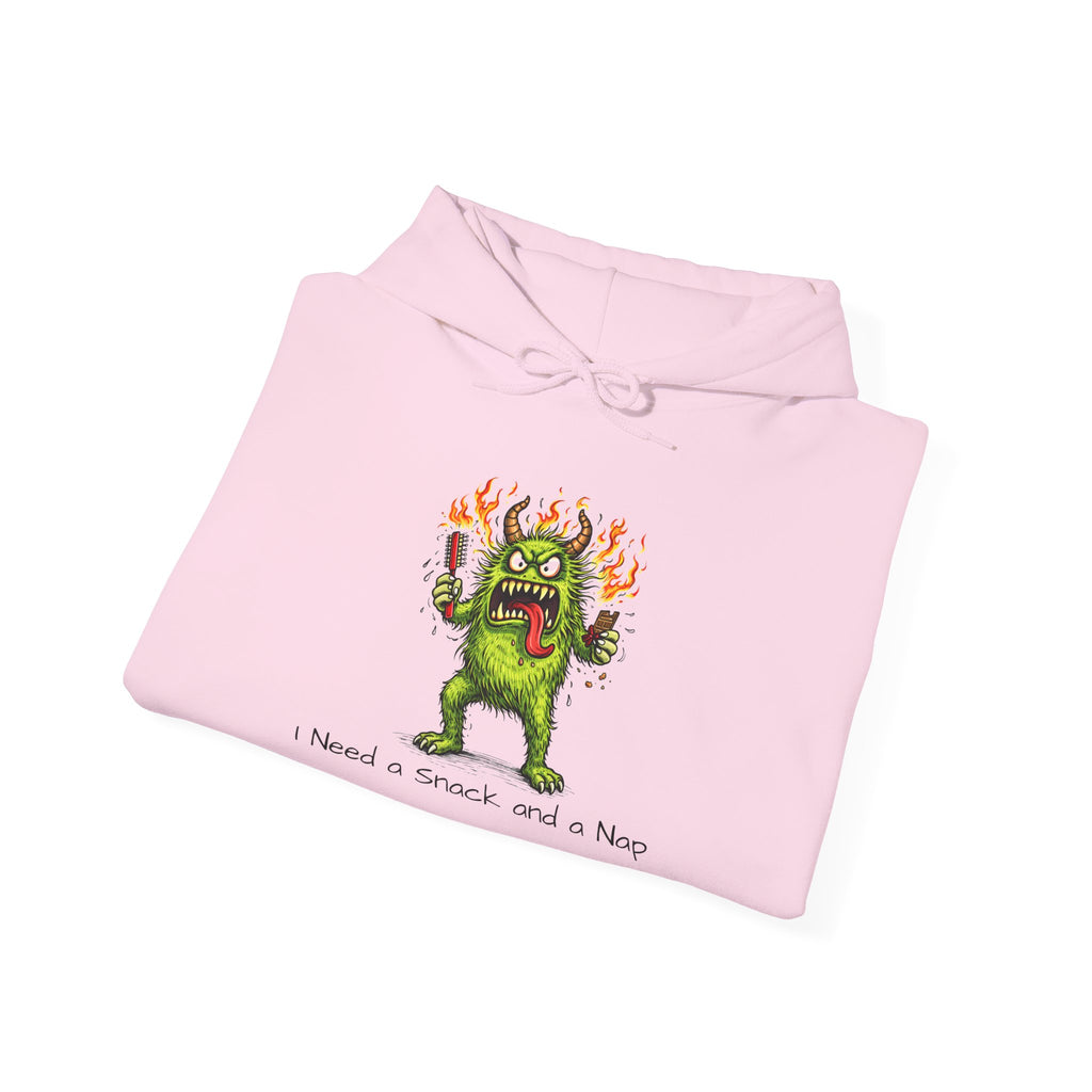 Hoodie - Meno Monster 'I Need a Snack and a Nap' Funny Monster Hoodie (Back: 'Not a Drama Queen, Just Menopausal')