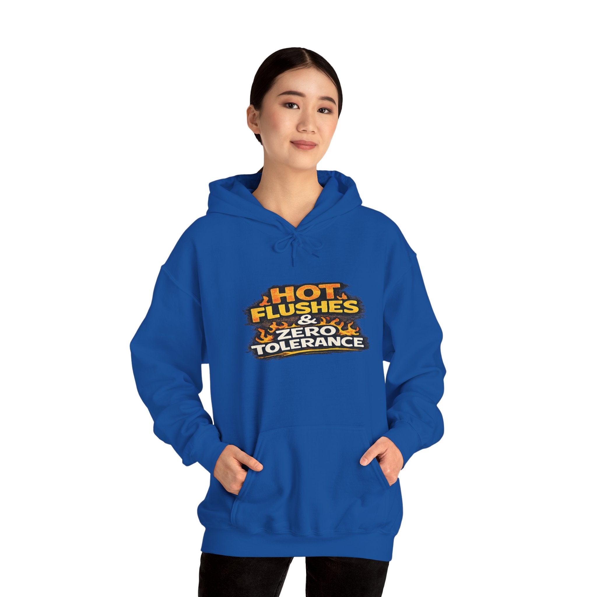 Hoodie - "Hot Flashes & Zero Tolerance" Retro Graphic Women’s Men’s Menopause Humor Pullover