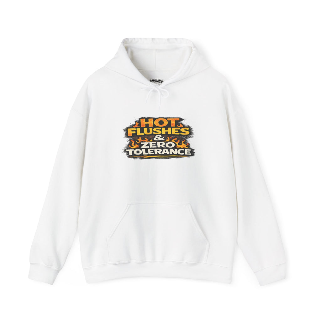 Hoodie - "Hot Flashes & Zero Tolerance" Retro Graphic Women’s Men’s Menopause Humor Pullover