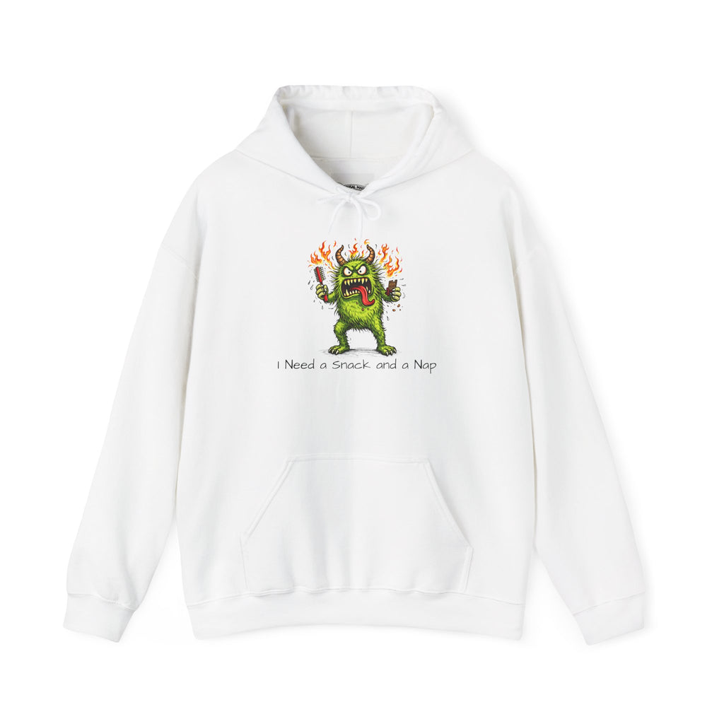 Hoodie - Meno Monster 'I Need a Snack and a Nap' Funny Monster Hoodie (Back: 'Not a Drama Queen, Just Menopausal')