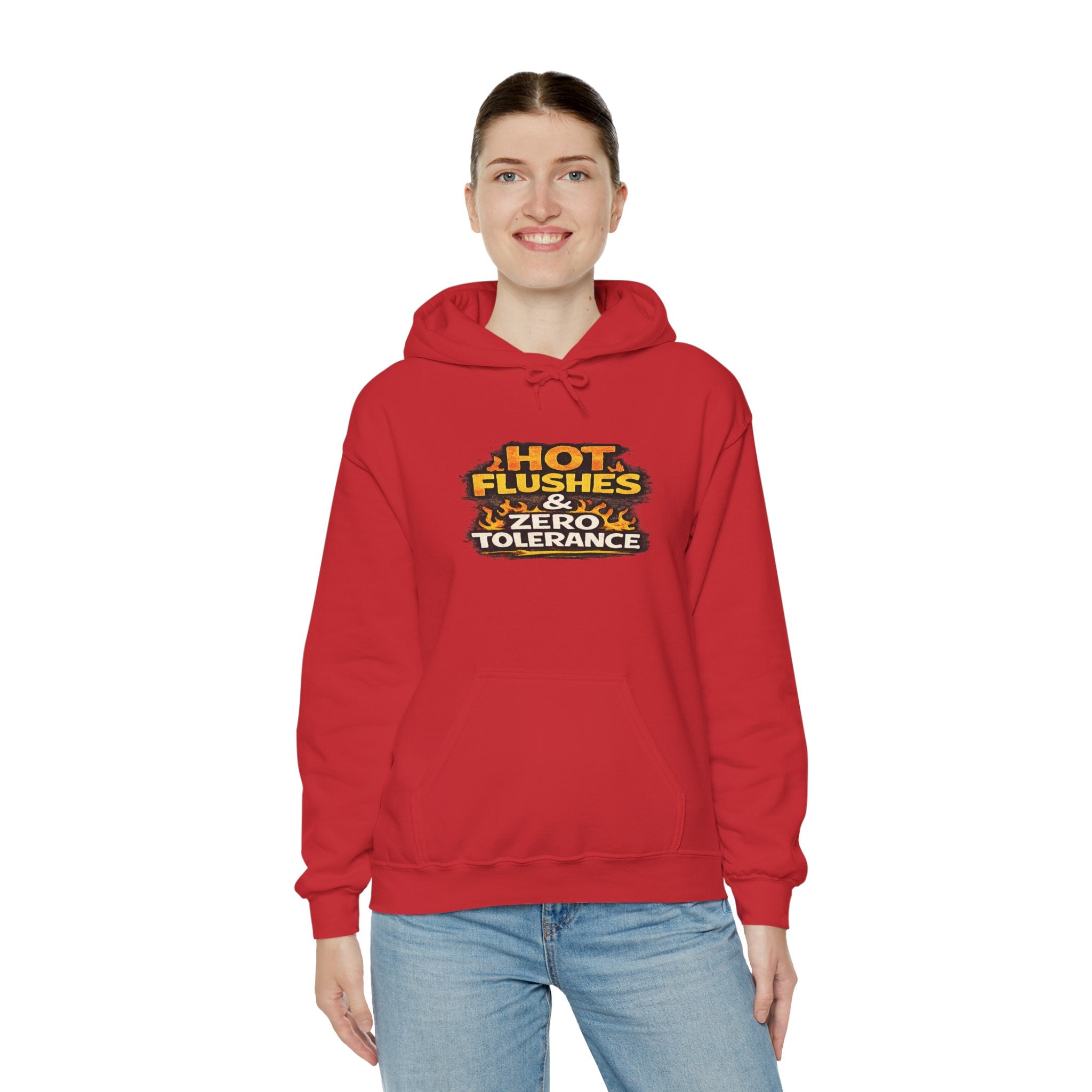 Hoodie - "Hot Flashes & Zero Tolerance" Retro Graphic Women’s Men’s Menopause Humor Pullover