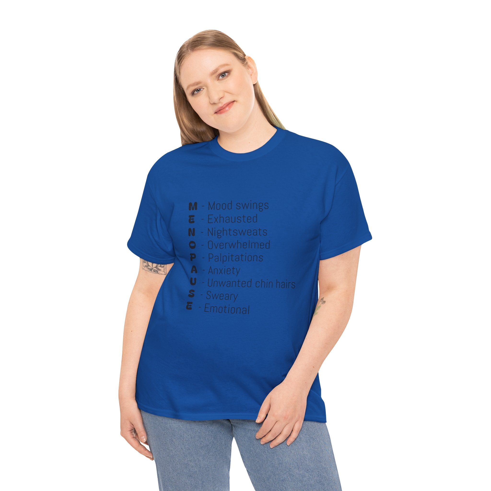 Menopause Symptoms List T-Shirt — Menopause Awareness Tee