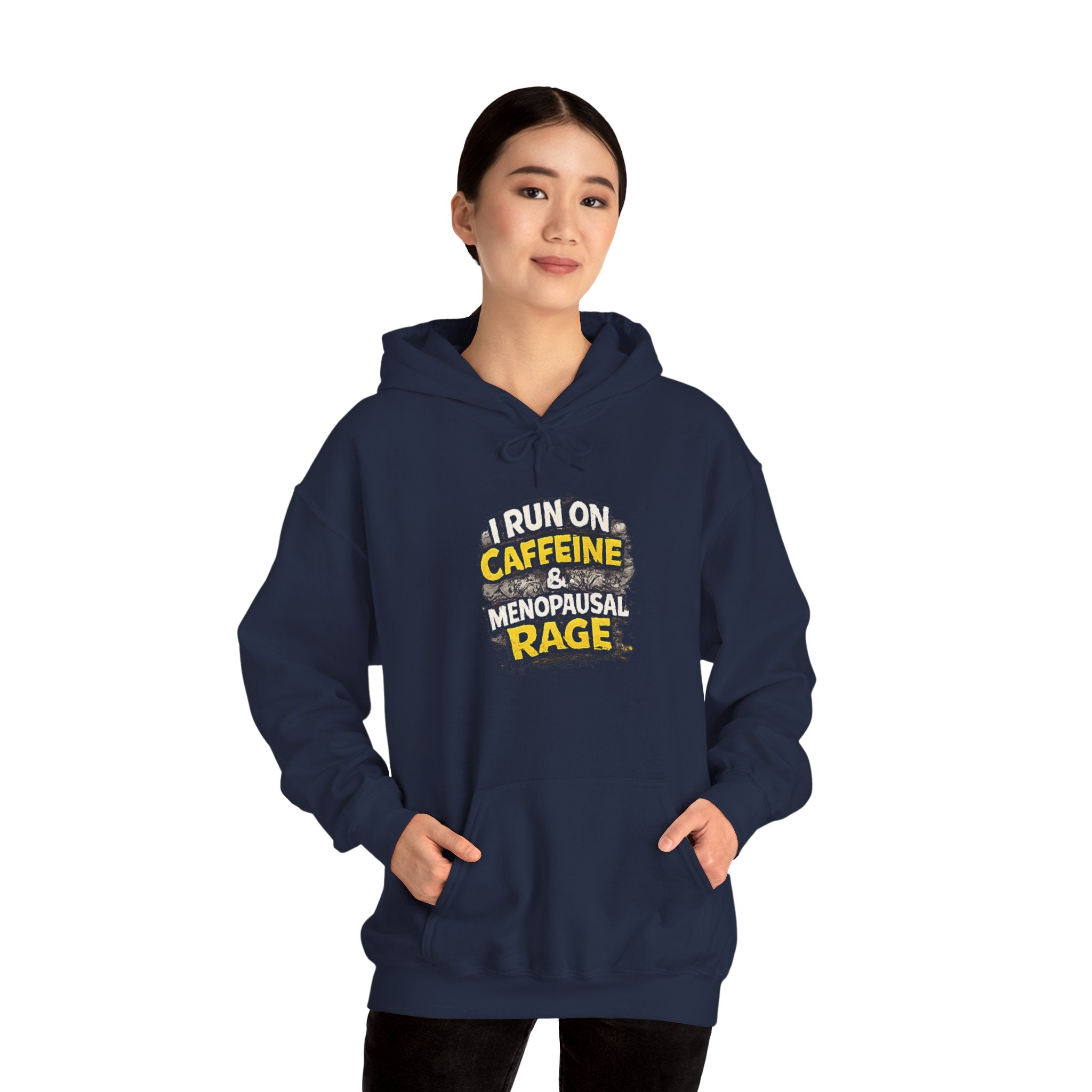 Menopause Hoodie — “I Run on Caffeine & Menopausal Rage” Funny Sweatshirt