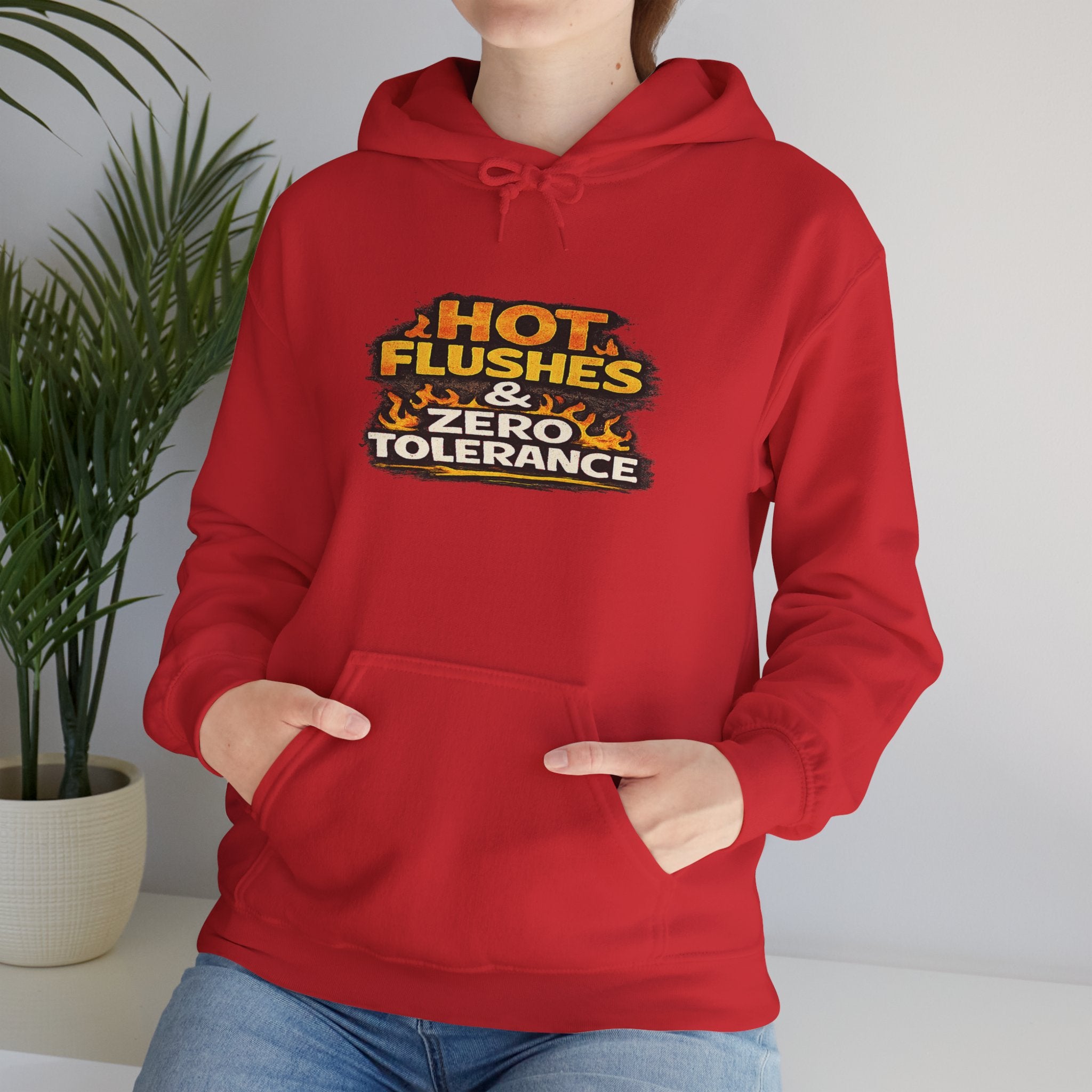 Hoodie - "Hot Flashes & Zero Tolerance" Retro Graphic Women’s Men’s Menopause Humor Pullover
