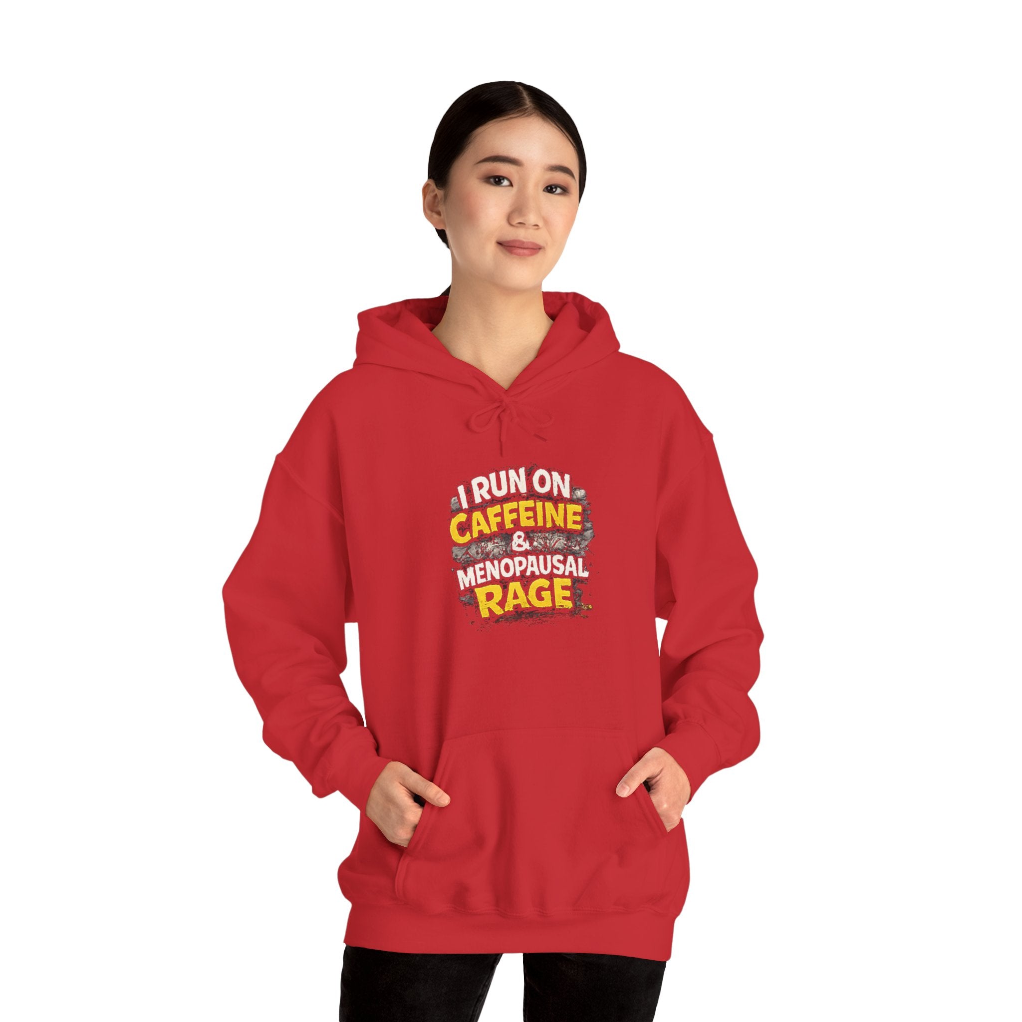 Menopause Hoodie — “I Run on Caffeine & Menopausal Rage” Funny Sweatshirt