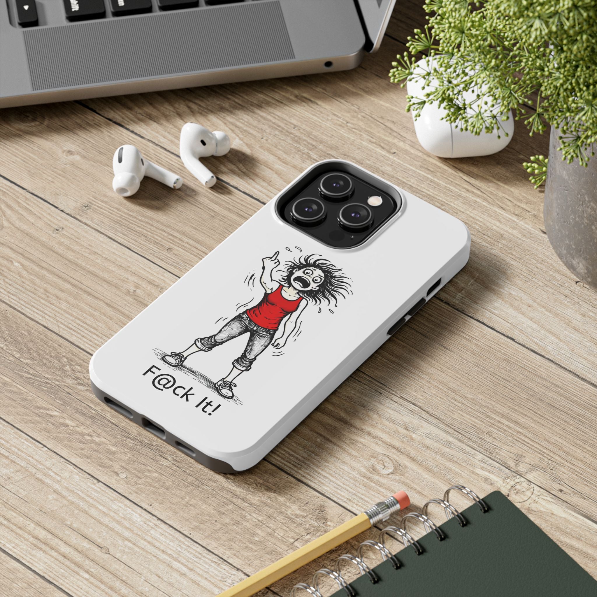 Phone Case — "F@ck It!" Menopausal Angst Cartoon Protective Cover