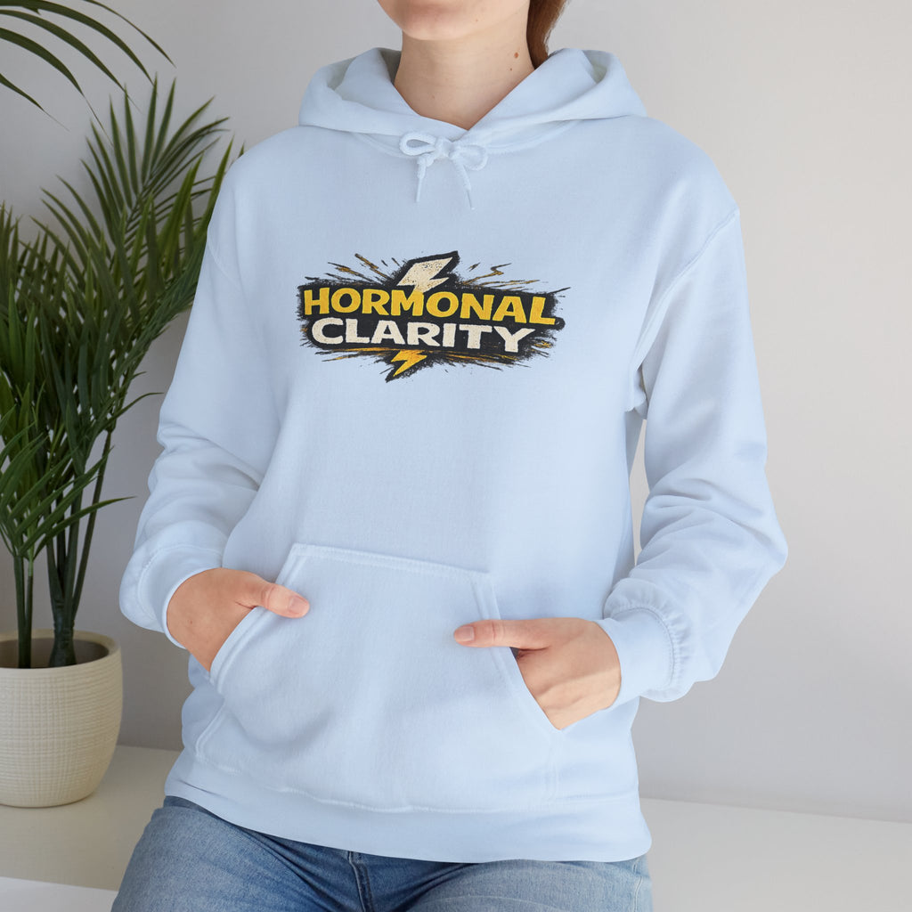 Hormonal Clarity Hoodie — Bold Lightning Graphic Women's Health Awareness Sweatshirt