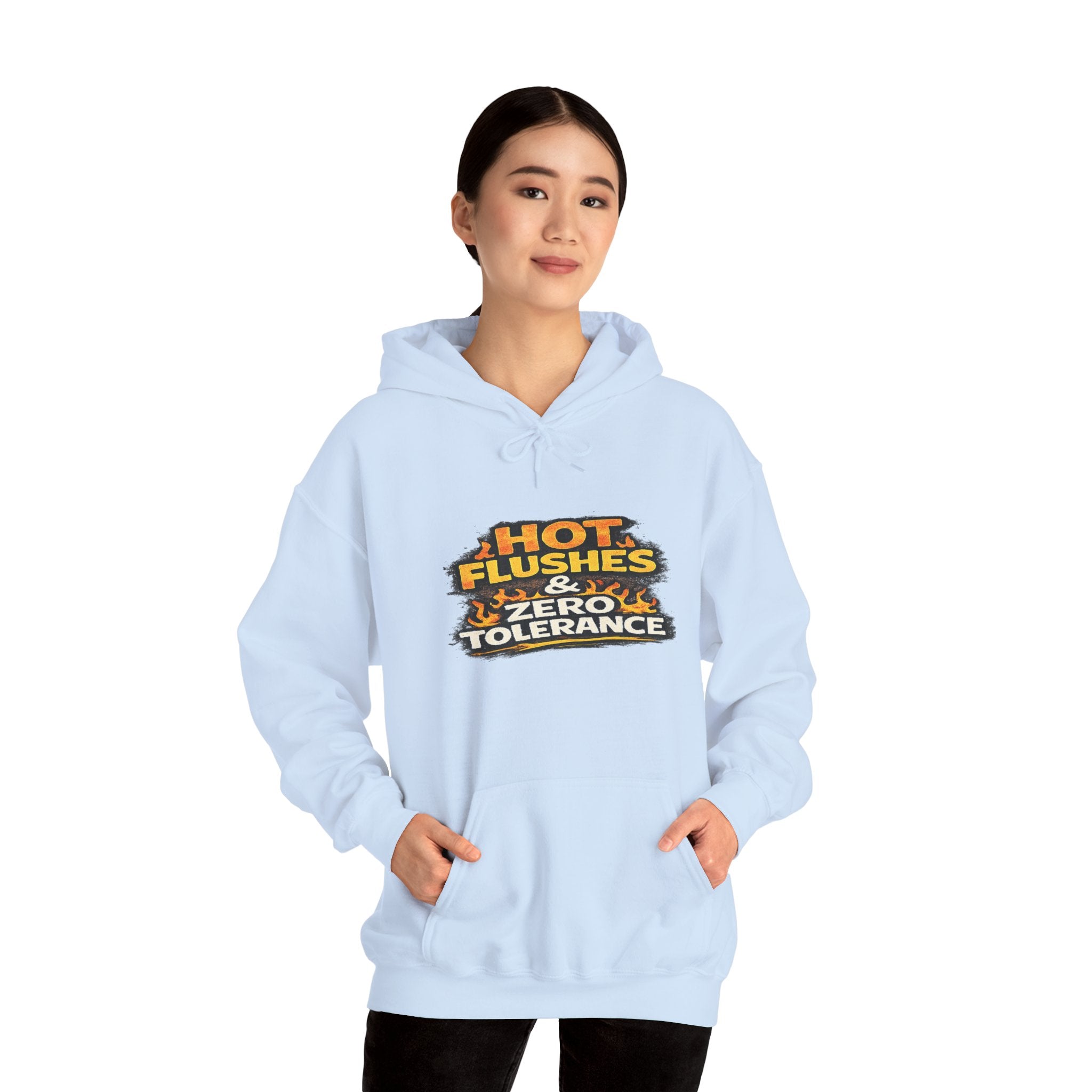 Hoodie - "Hot Flashes & Zero Tolerance" Retro Graphic Women’s Men’s Menopause Humor Pullover