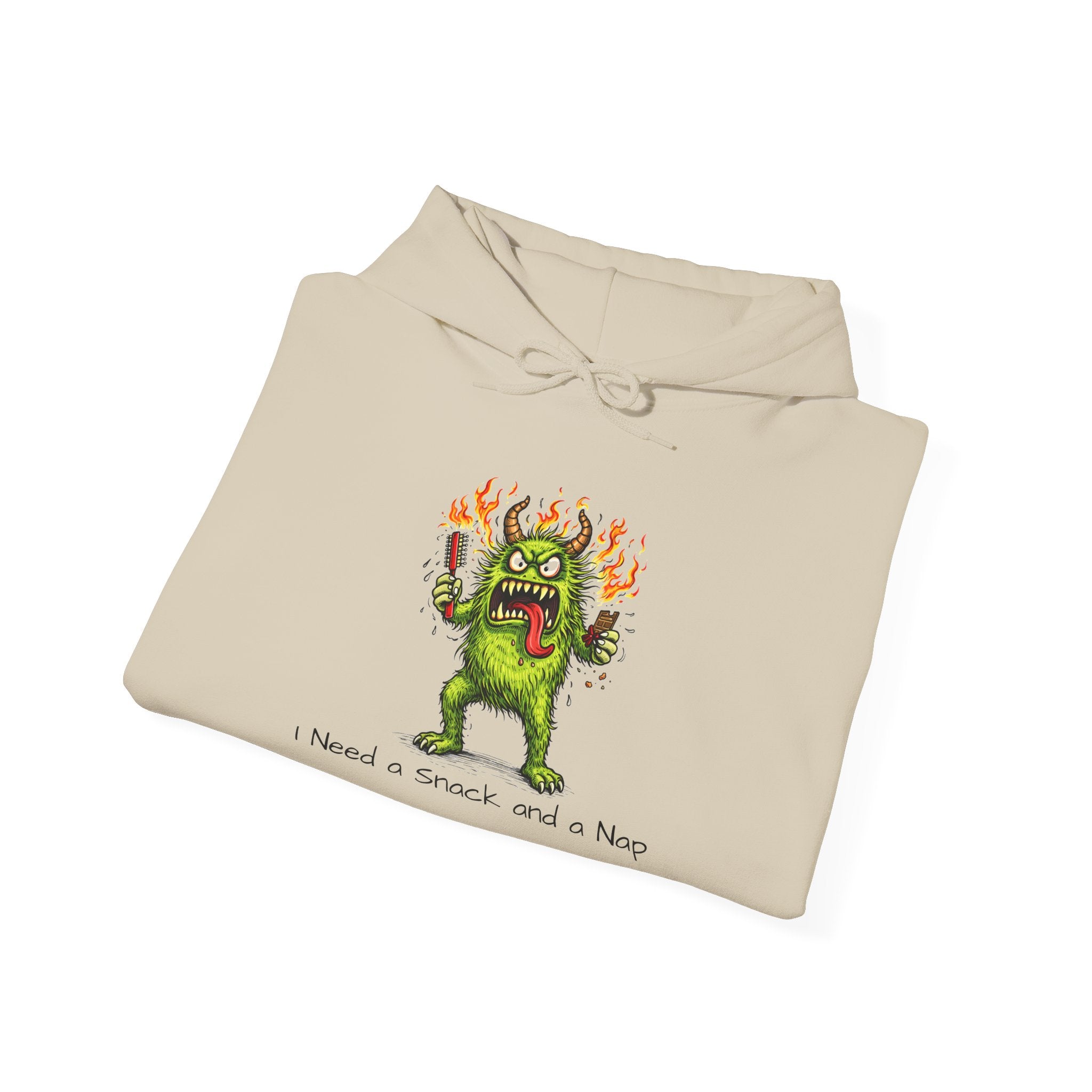 Hoodie - Meno Monster 'I Need a Snack and a Nap' Funny Monster Hoodie (Back: 'Not a Drama Queen, Just Menopausal')