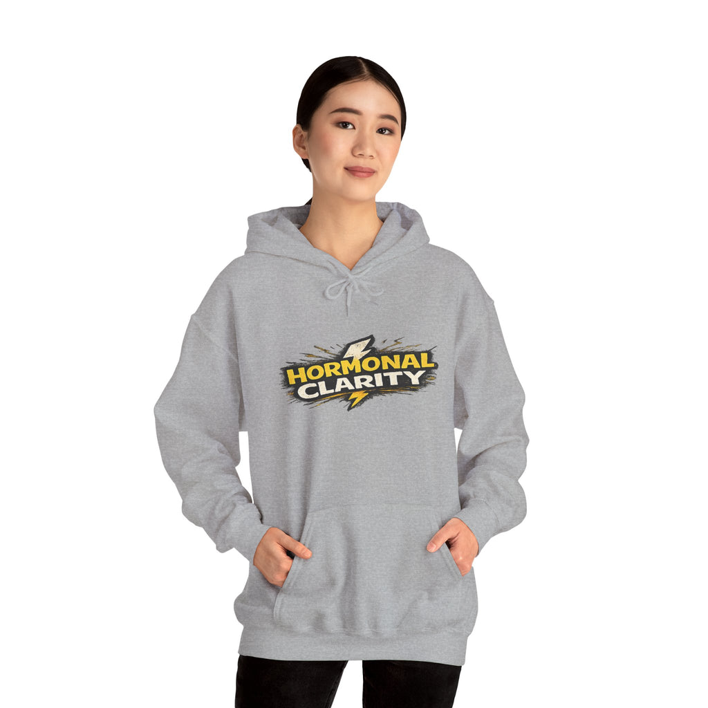 Hormonal Clarity Hoodie — Bold Lightning Graphic Women's Health Awareness Sweatshirt