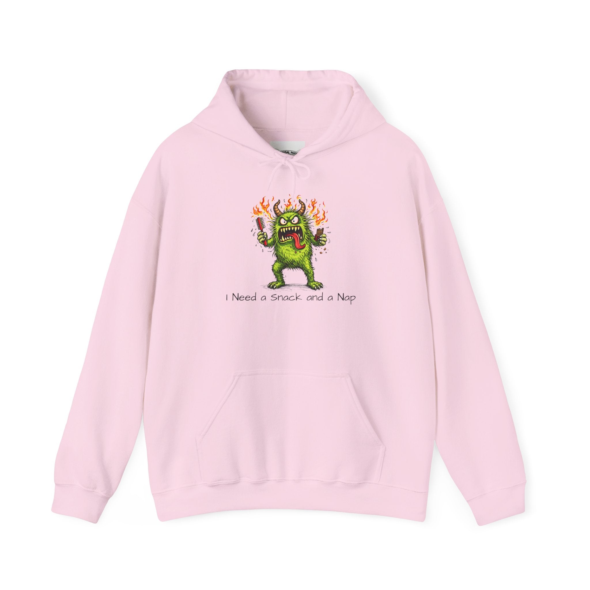 Hoodie - Meno Monster 'I Need a Snack and a Nap' Funny Monster Hoodie (Back: 'Not a Drama Queen, Just Menopausal')