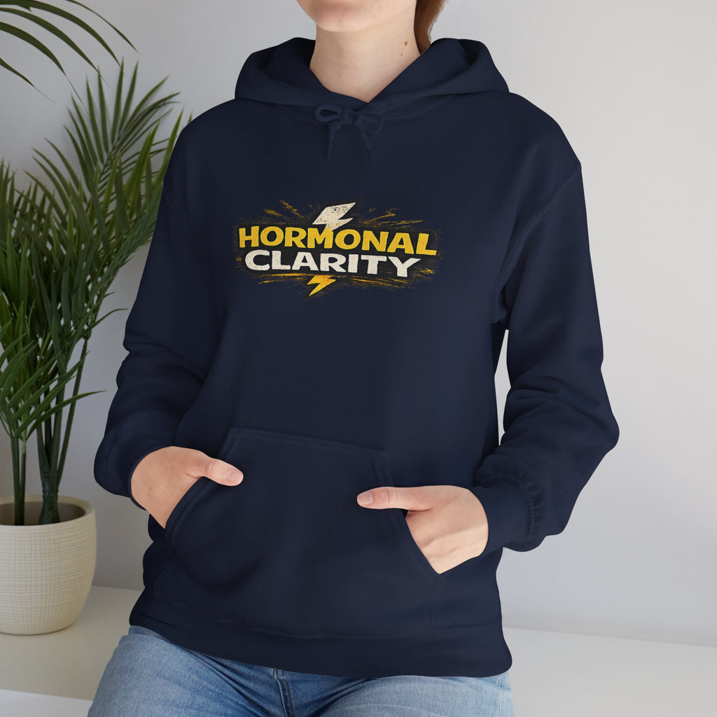 Hormonal Clarity Hoodie — Bold Lightning Graphic Women's Health Awareness Sweatshirt