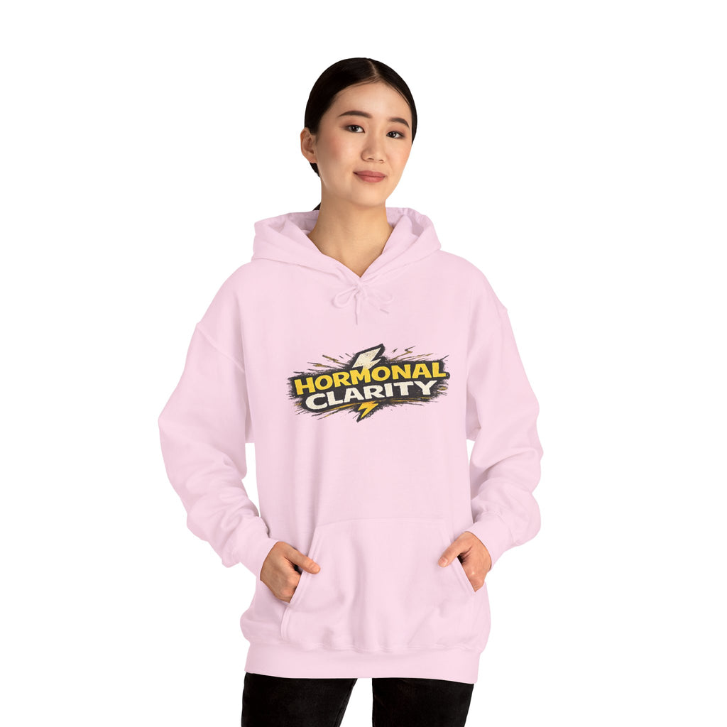 Hormonal Clarity Hoodie — Bold Lightning Graphic Women's Health Awareness Sweatshirt