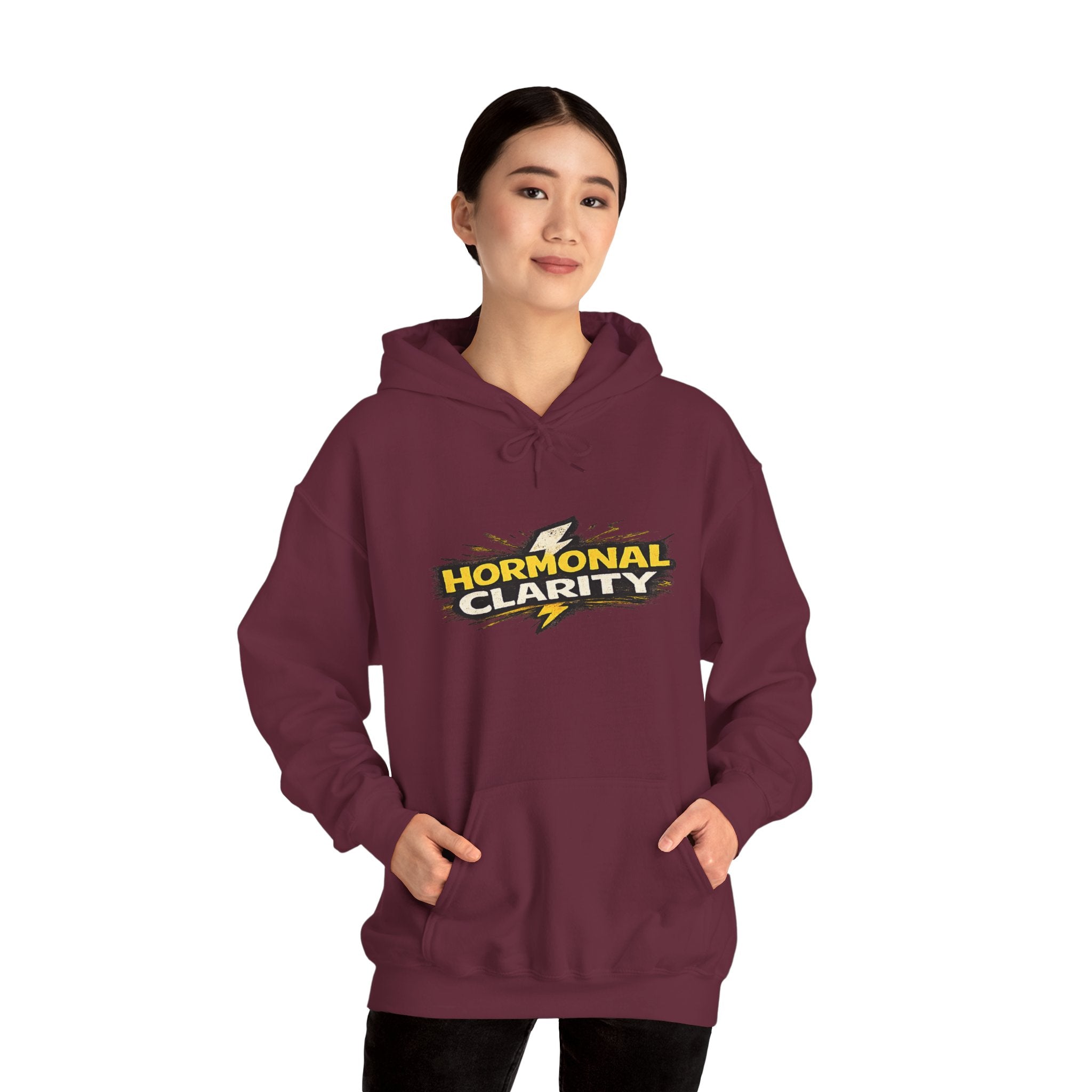Hormonal Clarity Hoodie — Bold Lightning Graphic Women's Health Awareness Sweatshirt