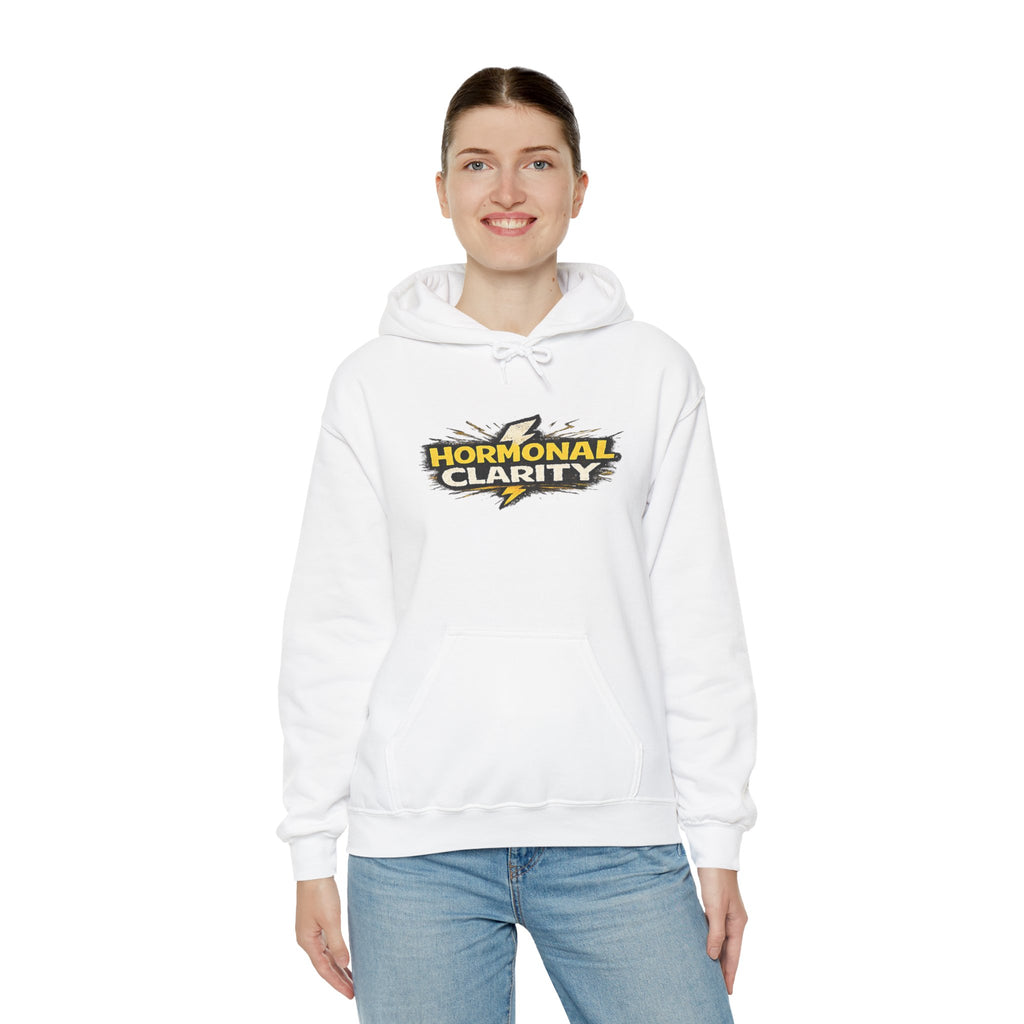 Hormonal Clarity Hoodie — Bold Lightning Graphic Women's Health Awareness Sweatshirt