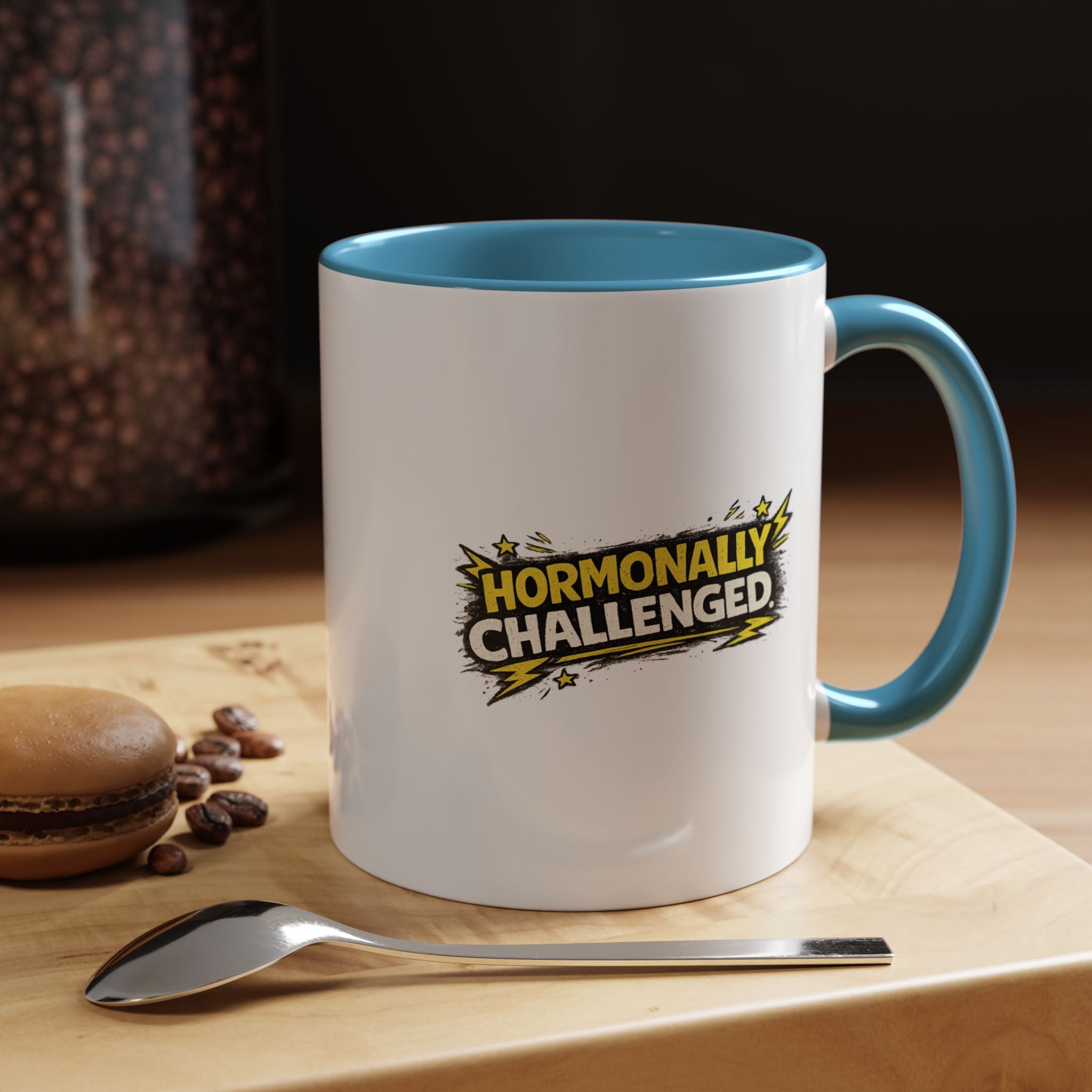 "Hormonally challenged" Coffee Mug  Accent Ceramic Mug (11oz)