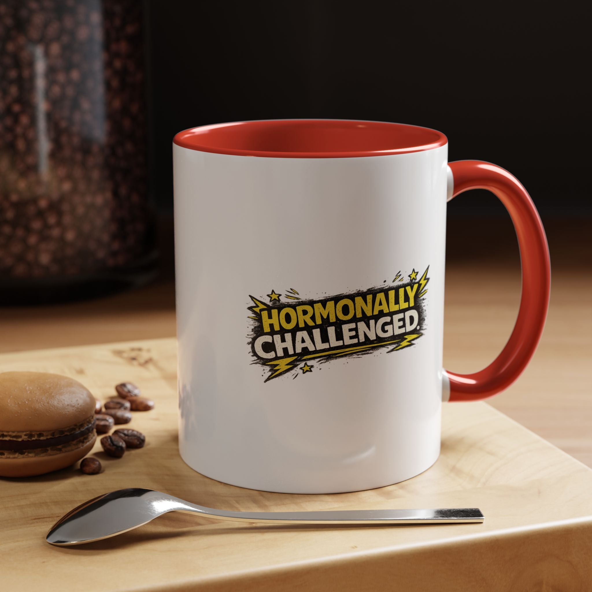 "Hormonally challenged" Coffee Mug  Accent Ceramic Mug (11oz)
