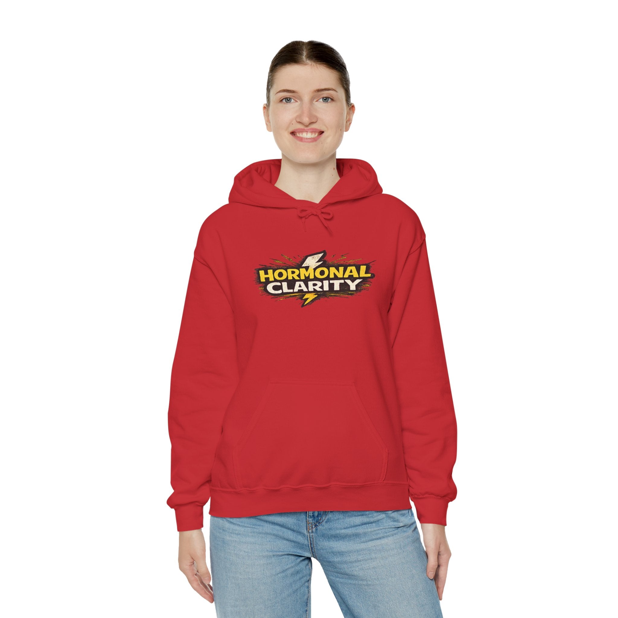 Hormonal Clarity Hoodie — Bold Lightning Graphic Women's Health Awareness Sweatshirt