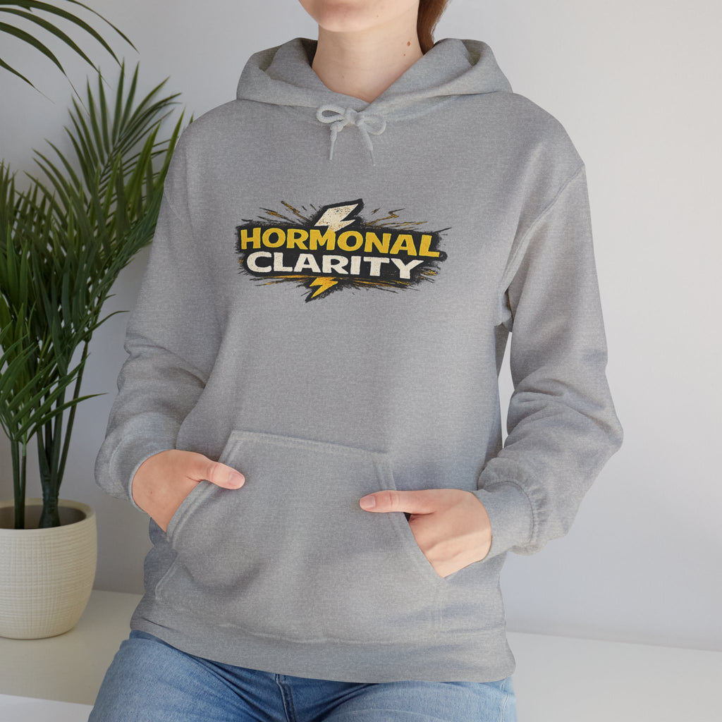 Hormonal Clarity Hoodie — Bold Lightning Graphic Women's Health Awareness Sweatshirt