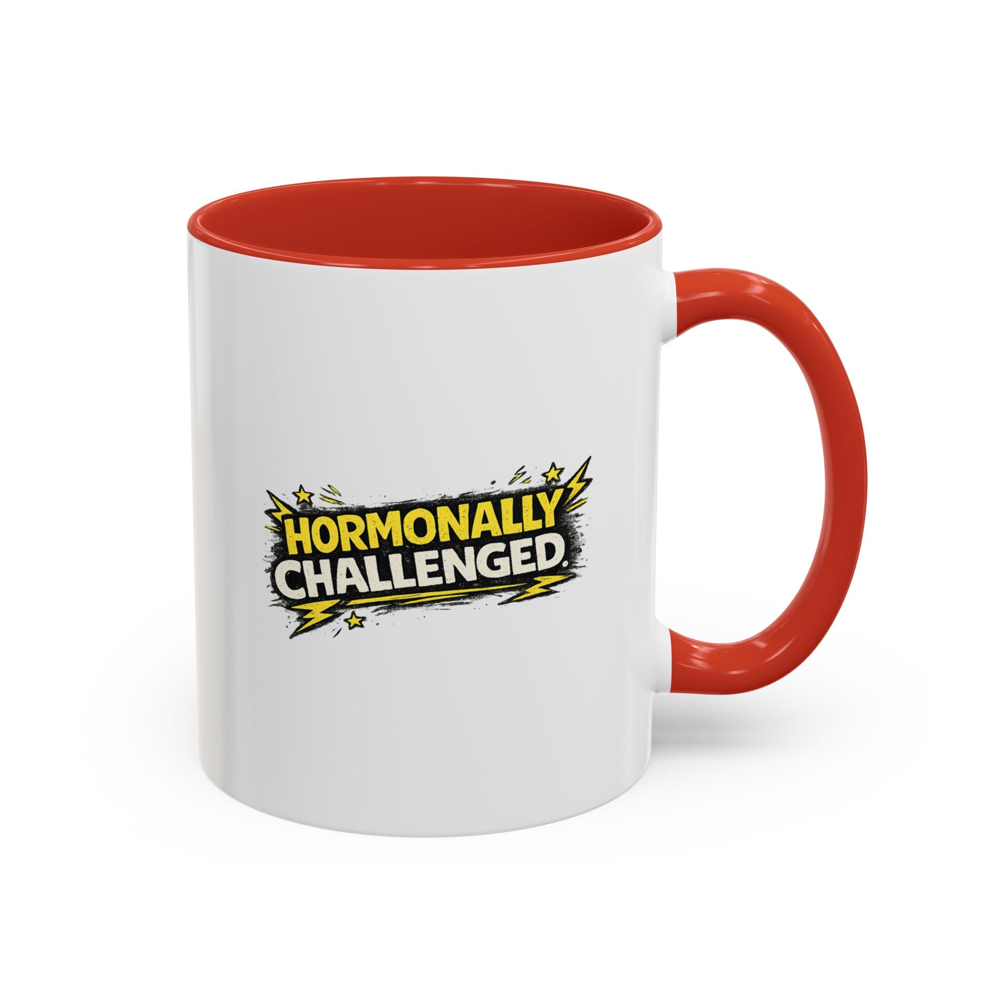 "Hormonally challenged" Coffee Mug  Accent Ceramic Mug (11oz)