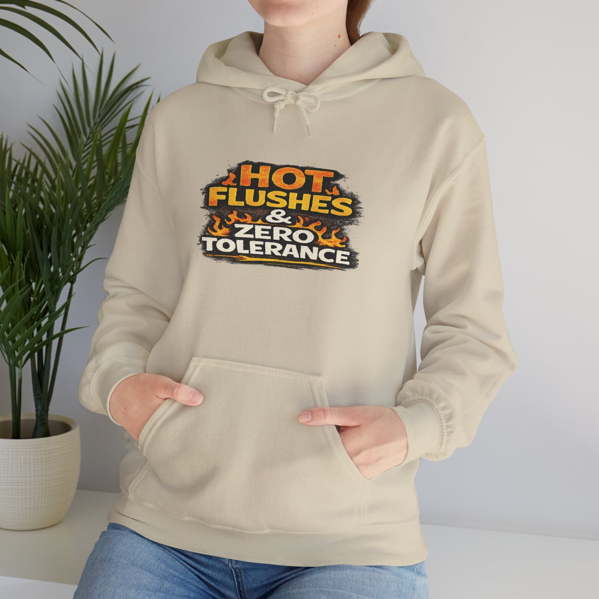 Hoodie - "Hot Flashes & Zero Tolerance" Retro Graphic Women’s Men’s Menopause Humor Pullover