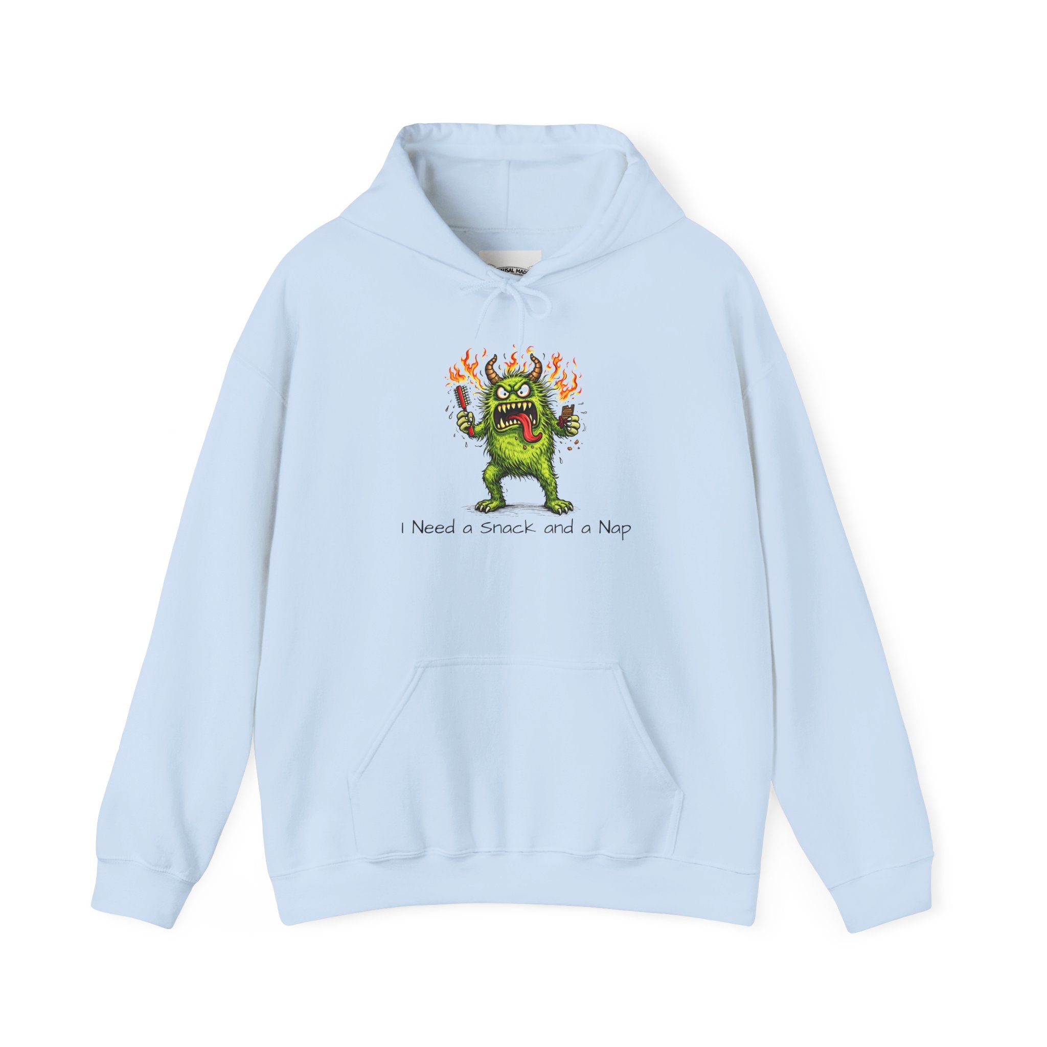Hoodie - Meno Monster 'I Need a Snack and a Nap' Funny Monster Hoodie (Back: 'Not a Drama Queen, Just Menopausal')