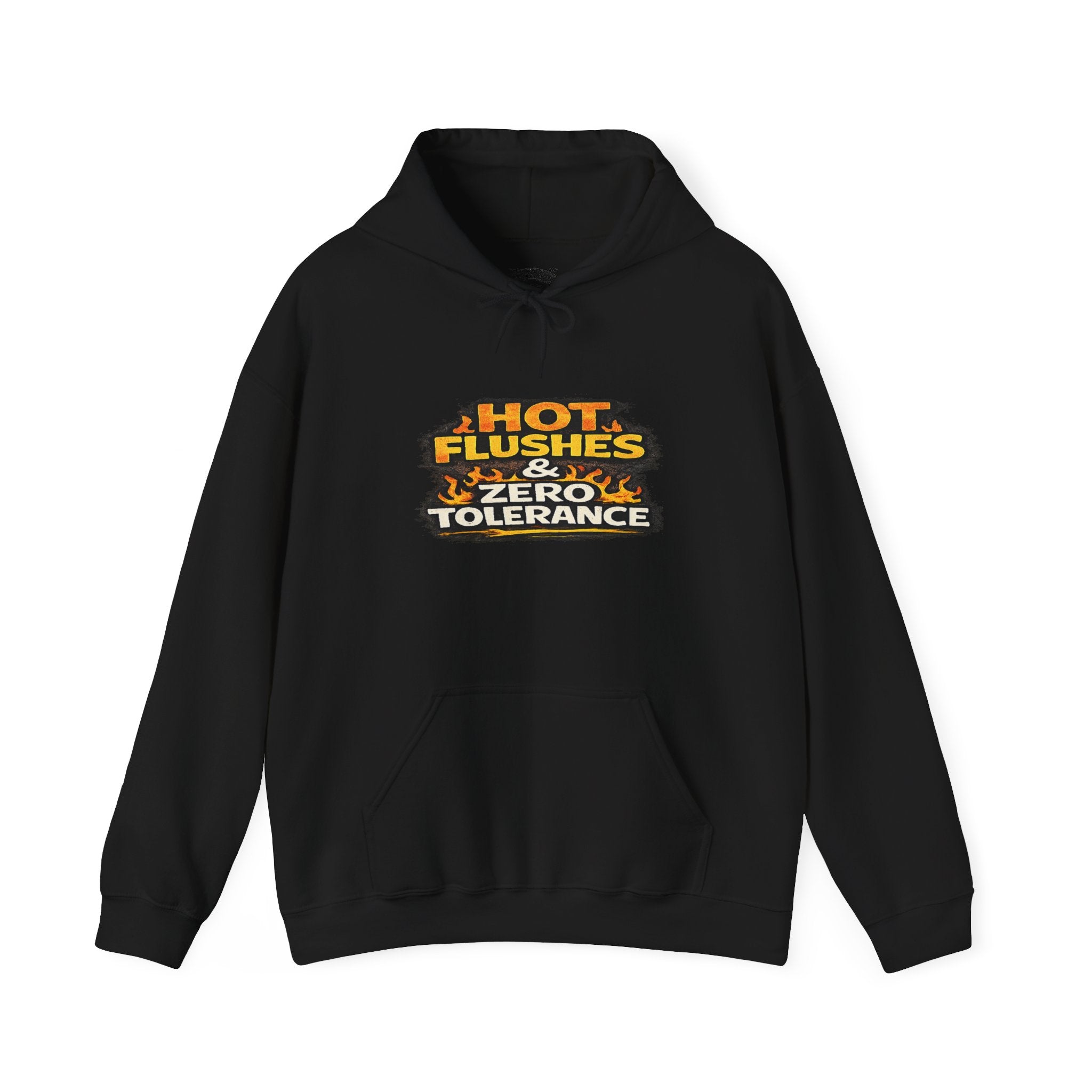 Hoodie - "Hot Flashes & Zero Tolerance" Retro Graphic Women’s Men’s Menopause Humor Pullover