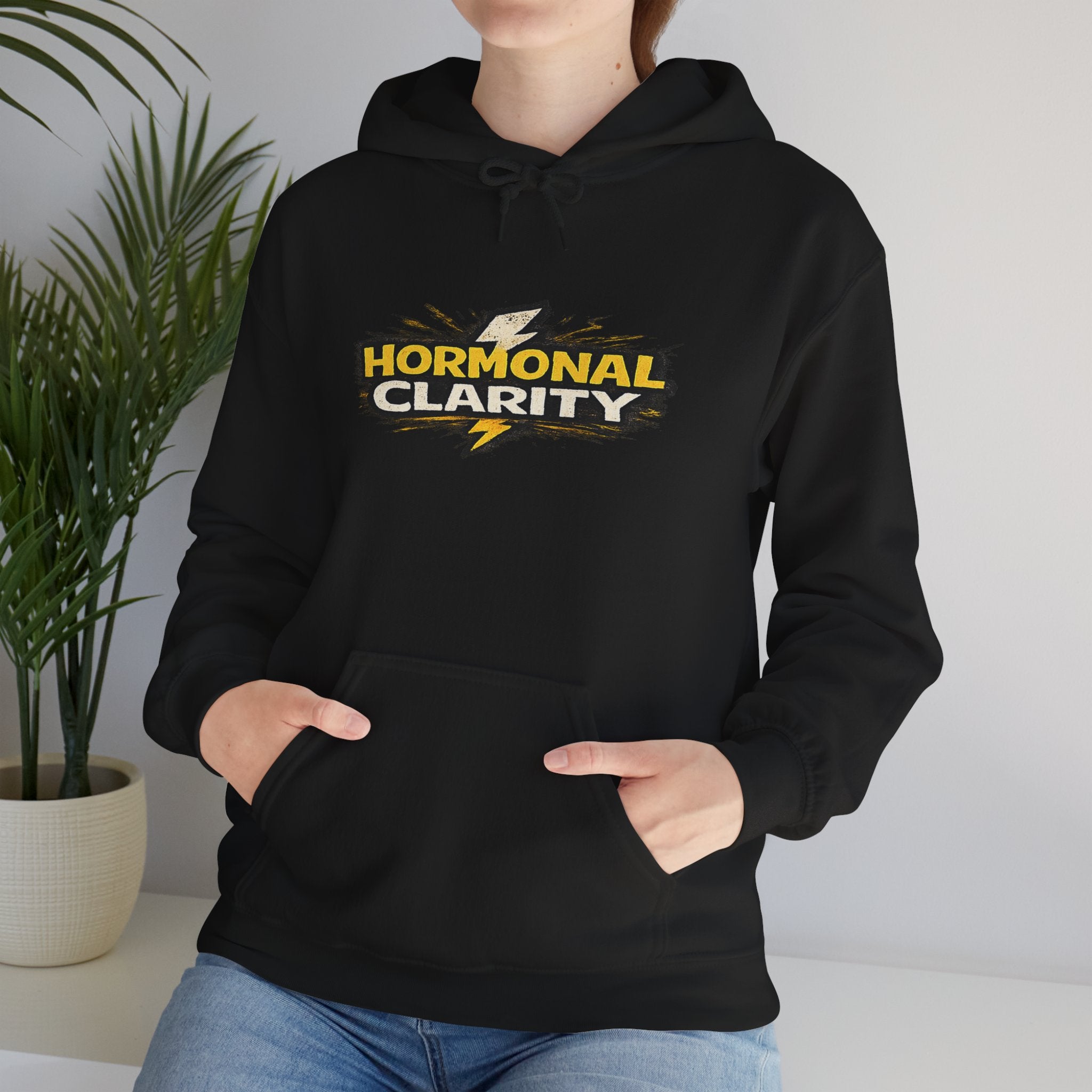 Hormonal Clarity Hoodie — Bold Lightning Graphic Women's Health Awareness Sweatshirt