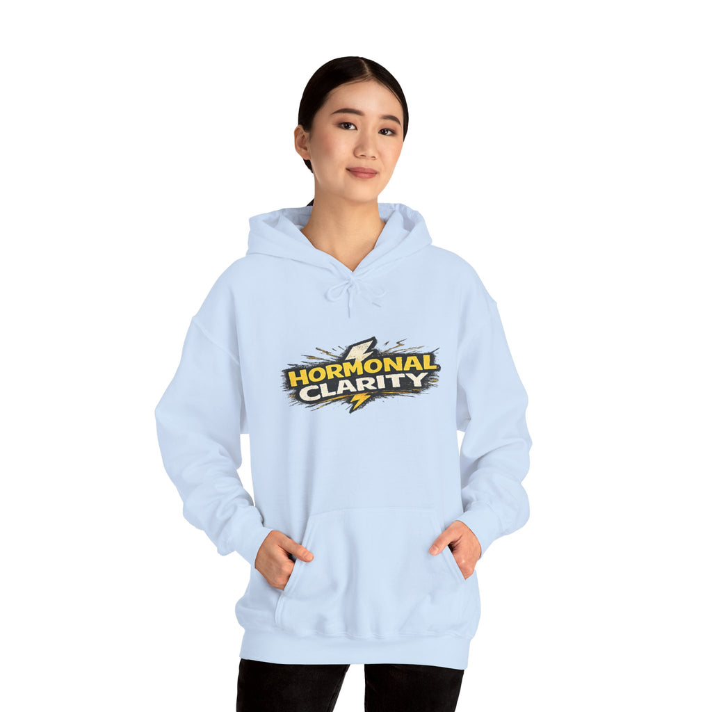 Hormonal Clarity Hoodie — Bold Lightning Graphic Women's Health Awareness Sweatshirt