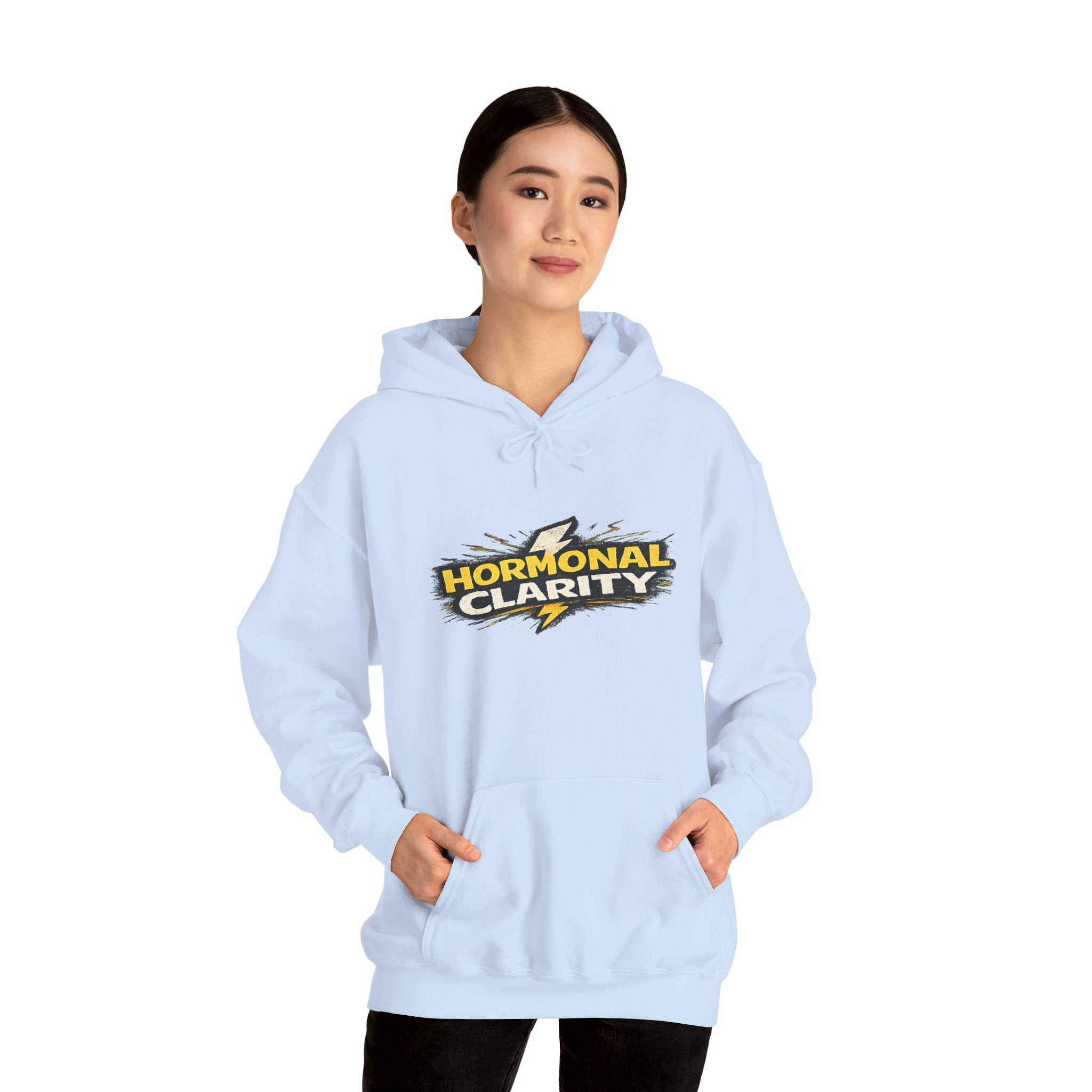 Hormonal Clarity Hoodie — Bold Lightning Graphic Women's Health Awareness Sweatshirt