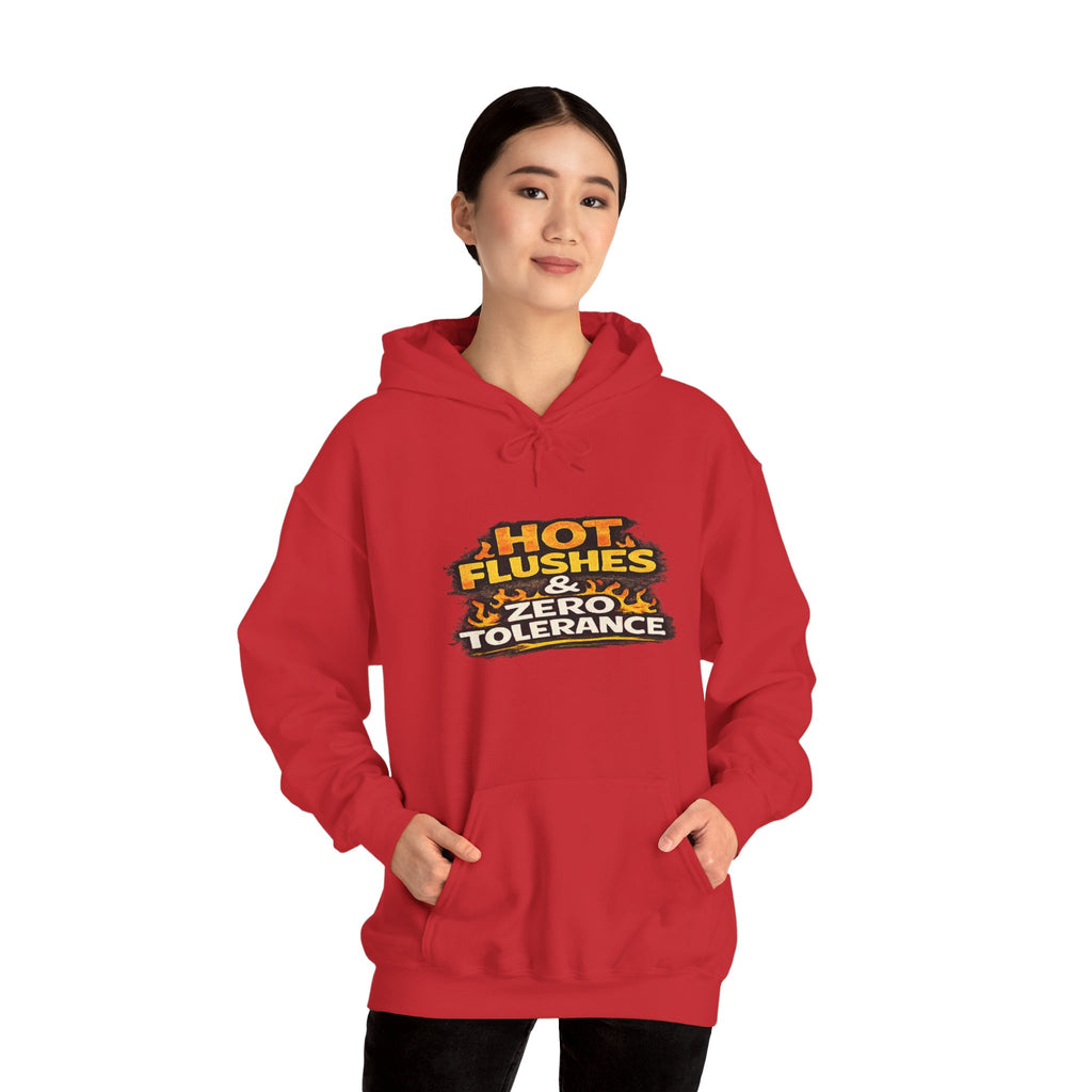 Hoodie - "Hot Flashes & Zero Tolerance" Retro Graphic Women’s Men’s Menopause Humor Pullover