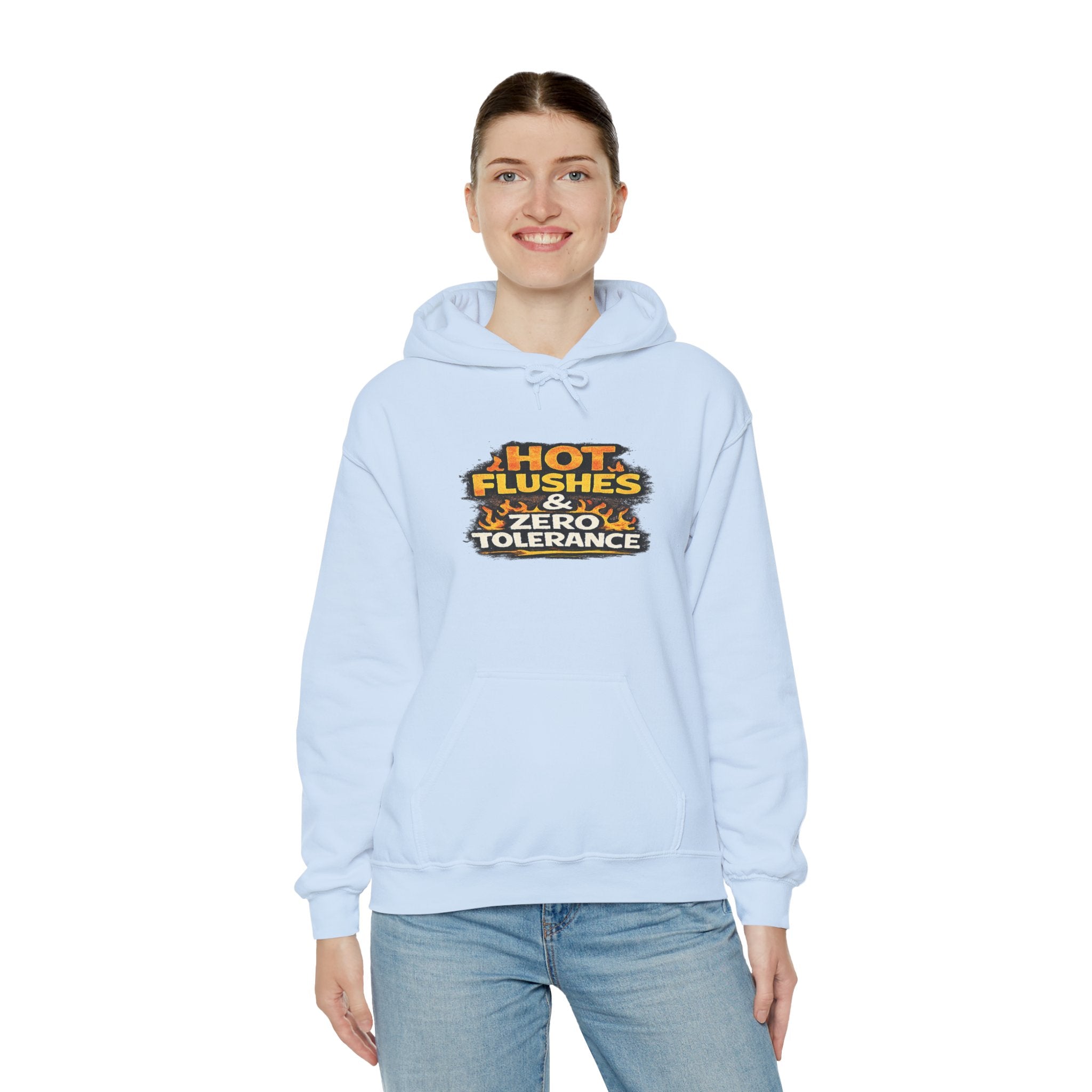 Hoodie - "Hot Flashes & Zero Tolerance" Retro Graphic Women’s Men’s Menopause Humor Pullover