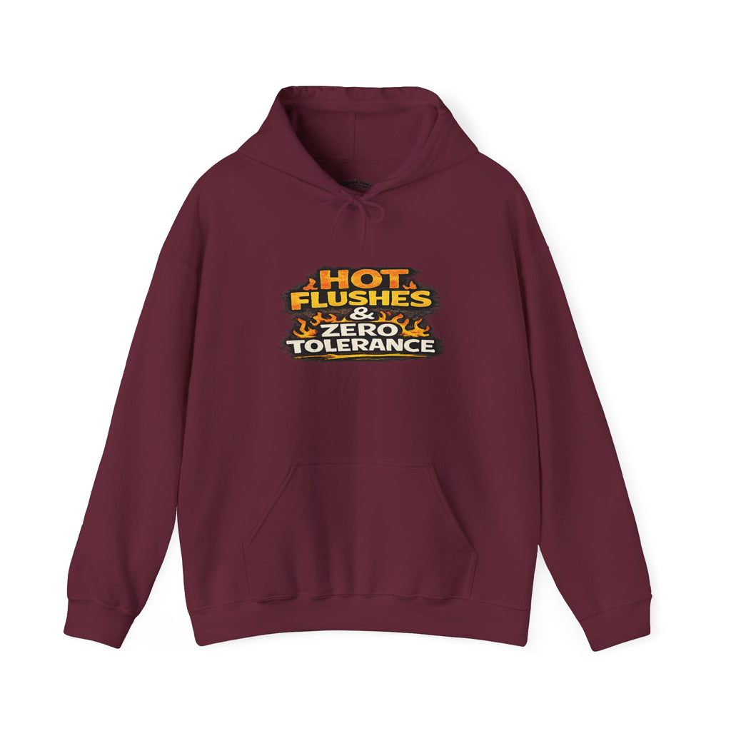Hoodie - "Hot Flashes & Zero Tolerance" Retro Graphic Women’s Men’s Menopause Humor Pullover