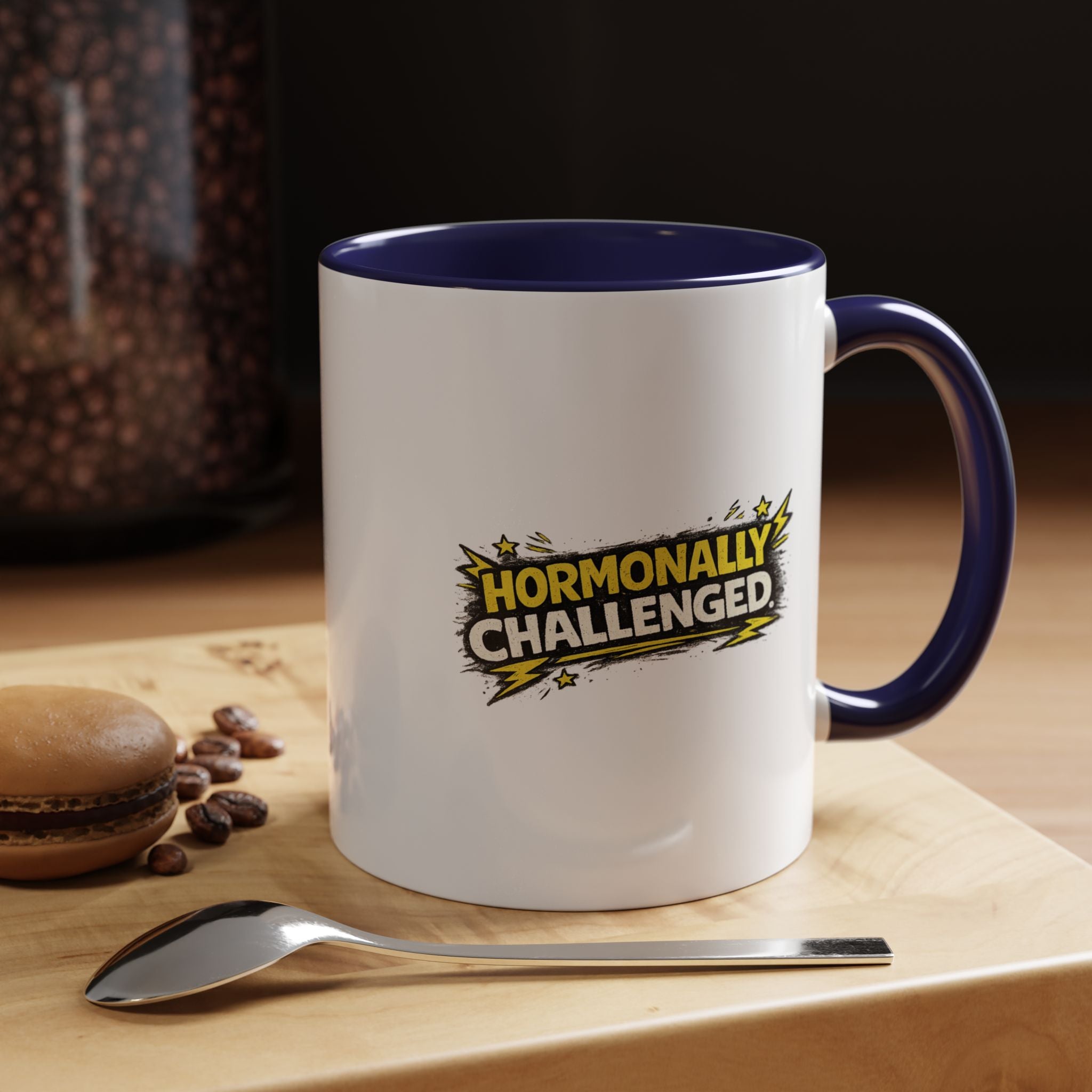 "Hormonally challenged" Coffee Mug  Accent Ceramic Mug (11oz)