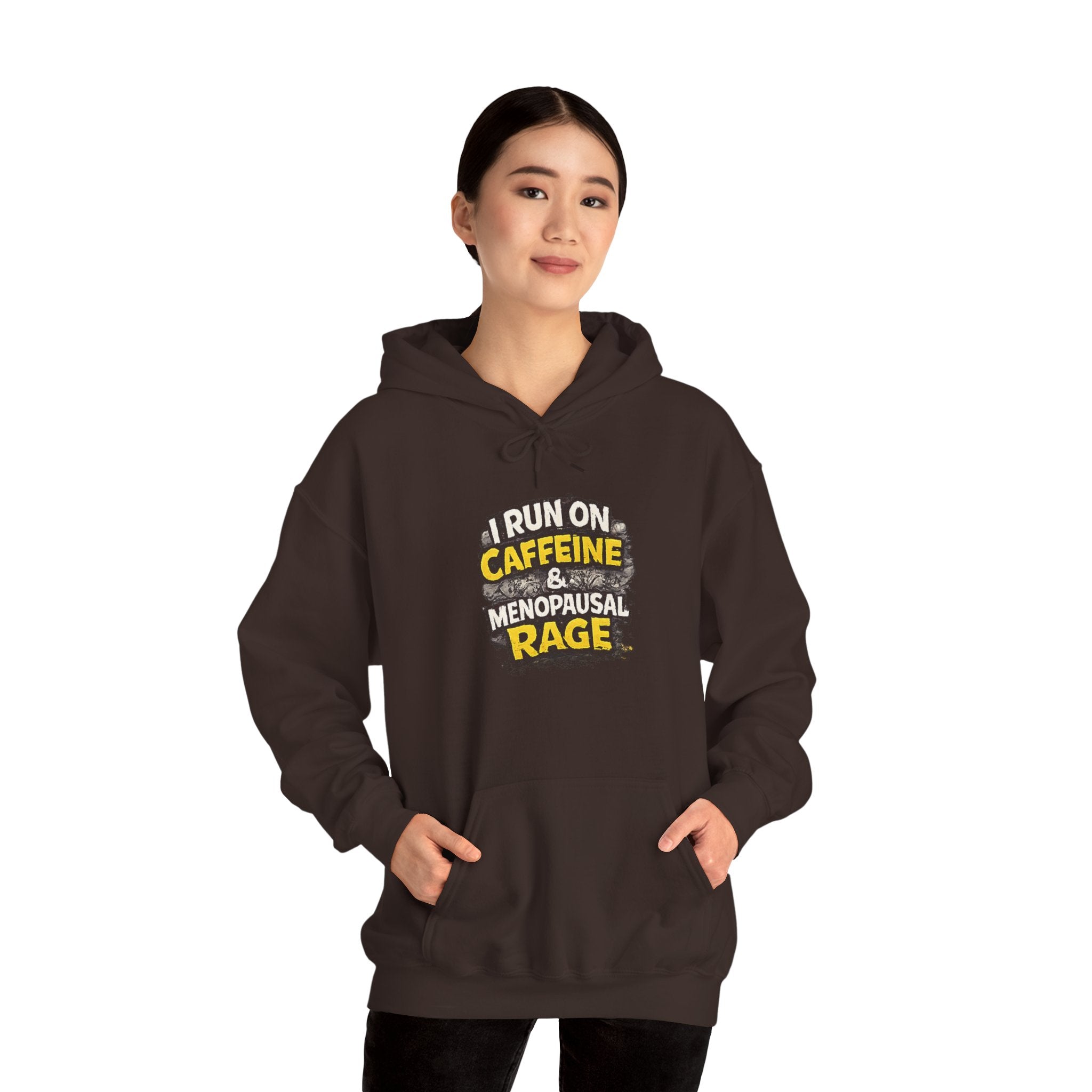 Menopause Hoodie — “I Run on Caffeine & Menopausal Rage” Funny Sweatshirt