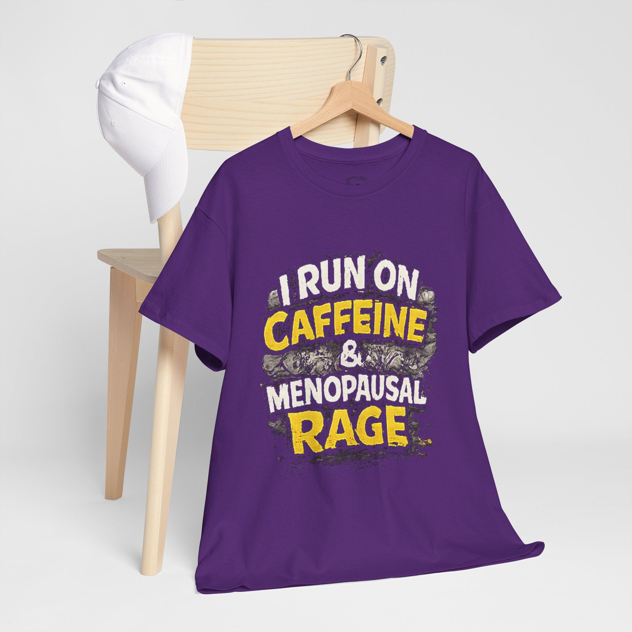 Menopause Tee — “I Run on Caffeine & Menopausal Rage” Funny Graphic T-Shirt