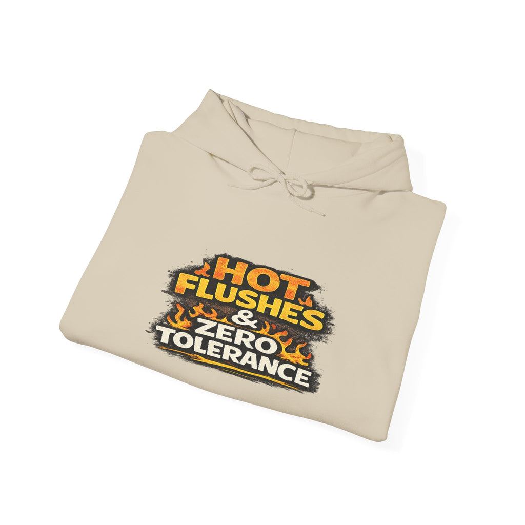 Hoodie - "Hot Flashes & Zero Tolerance" Retro Graphic Women’s Men’s Menopause Humor Pullover