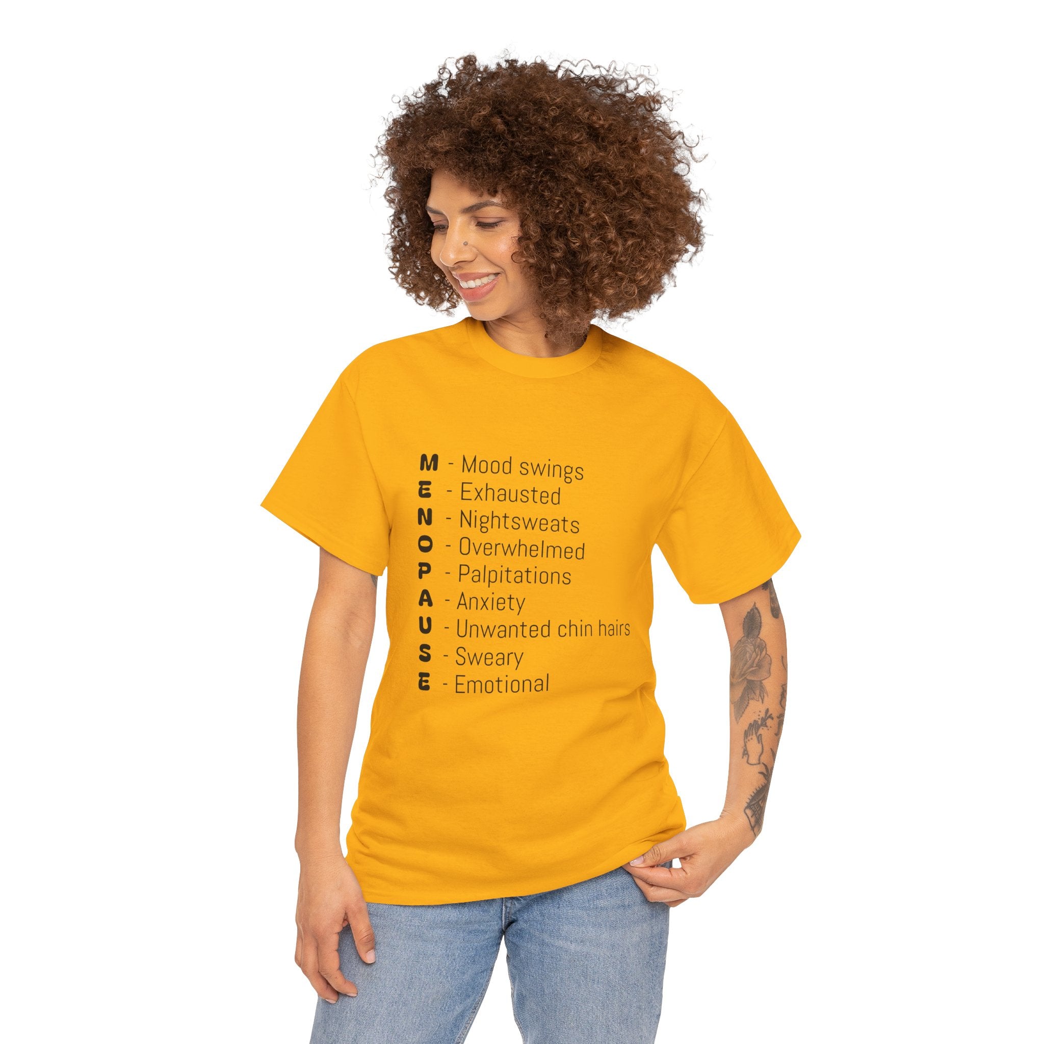 Menopause Symptoms List T-Shirt — Menopause Awareness Tee