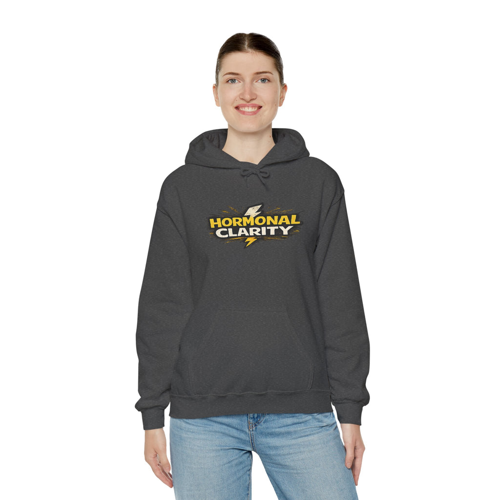 Hormonal Clarity Hoodie — Bold Lightning Graphic Women's Health Awareness Sweatshirt