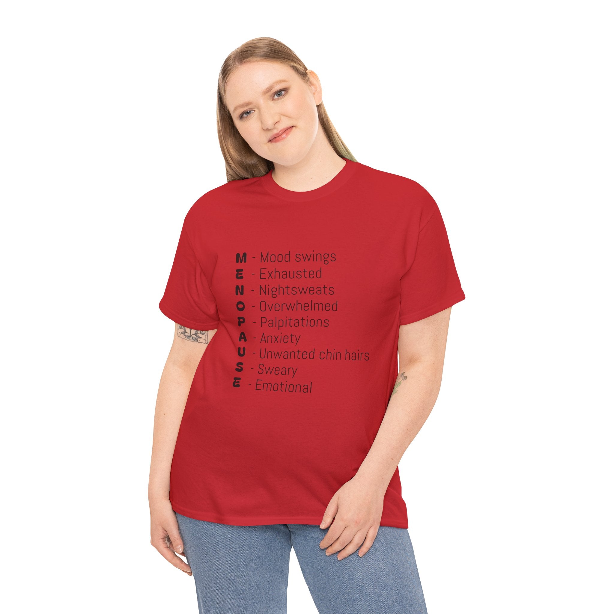 Menopause Symptoms List T-Shirt — Menopause Awareness Tee