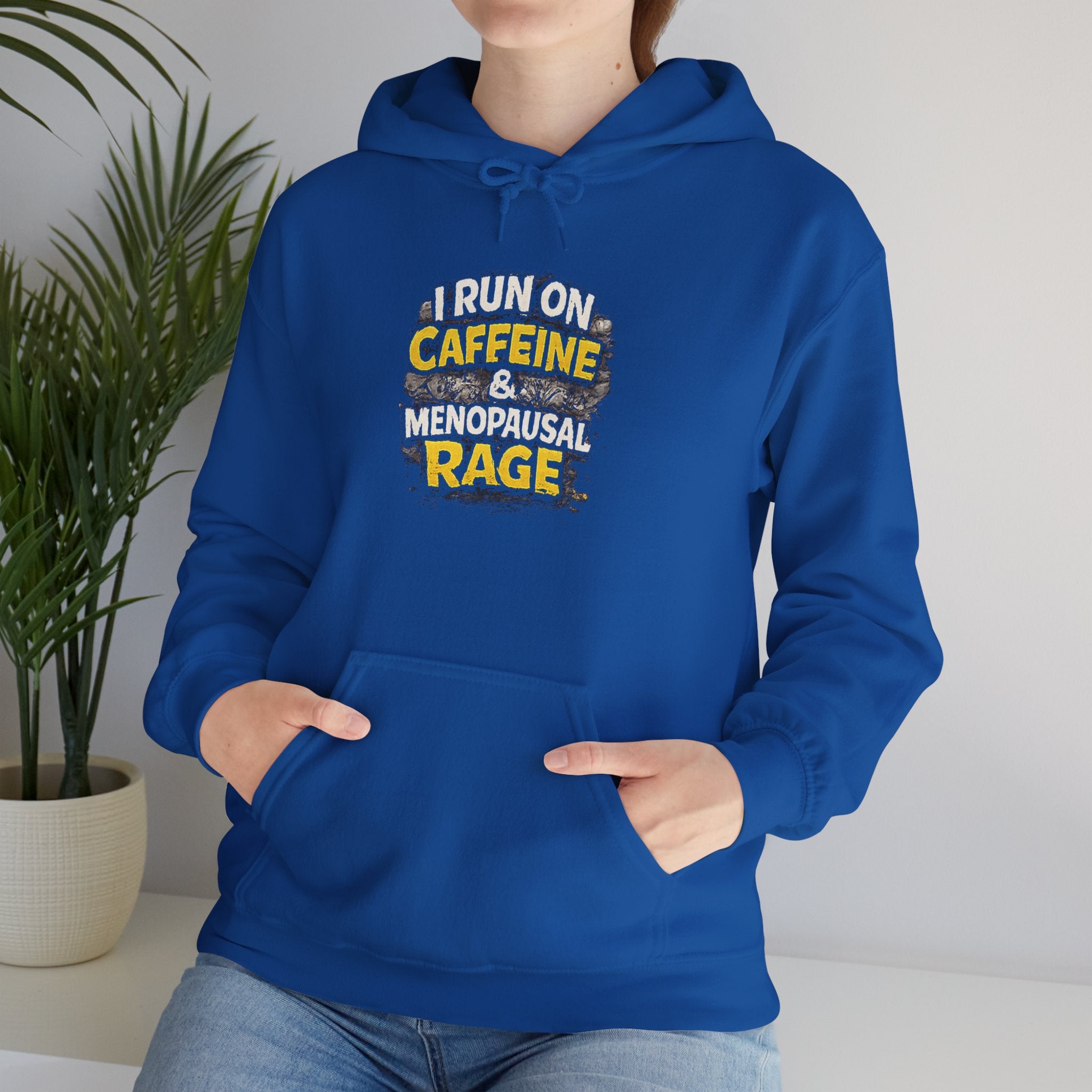 Menopause Hoodie — “I Run on Caffeine & Menopausal Rage” Funny Sweatshirt