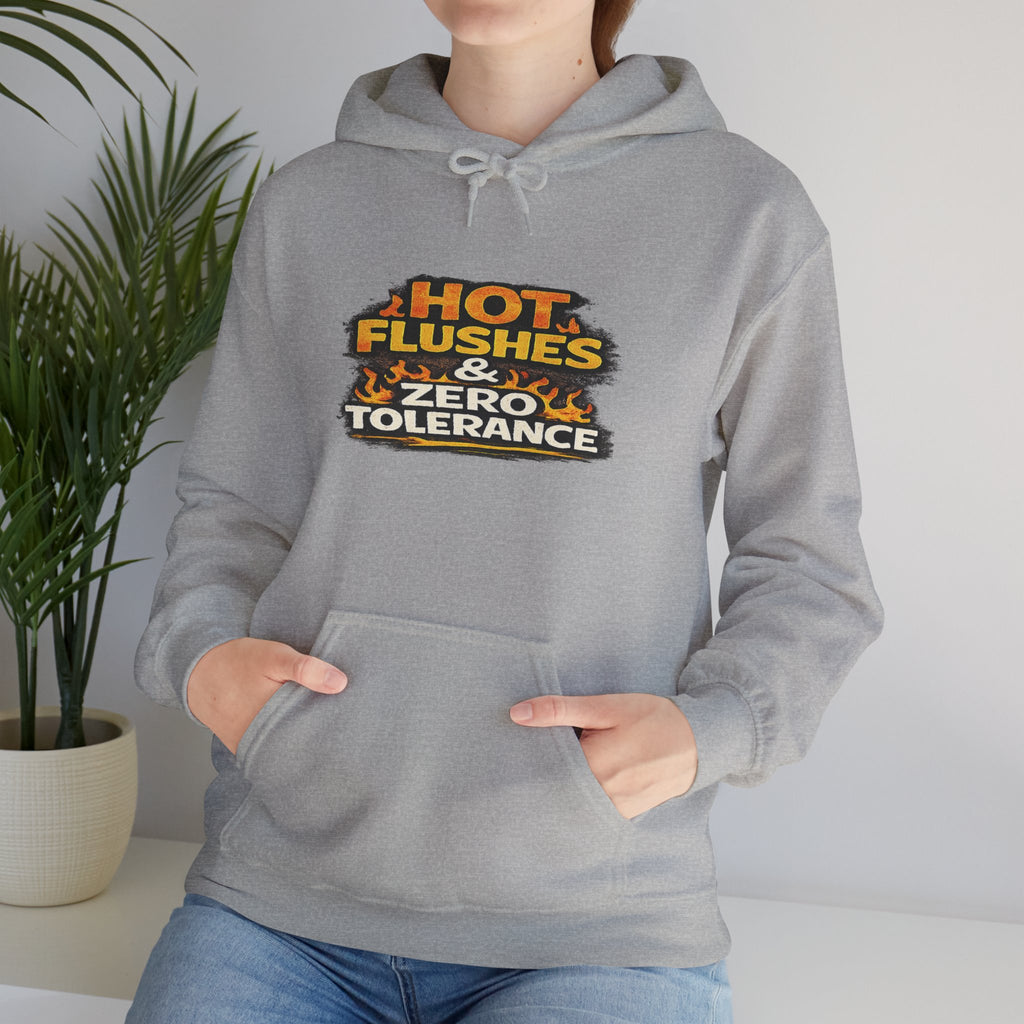 Hoodie - "Hot Flashes & Zero Tolerance" Retro Graphic Women’s Men’s Menopause Humor Pullover